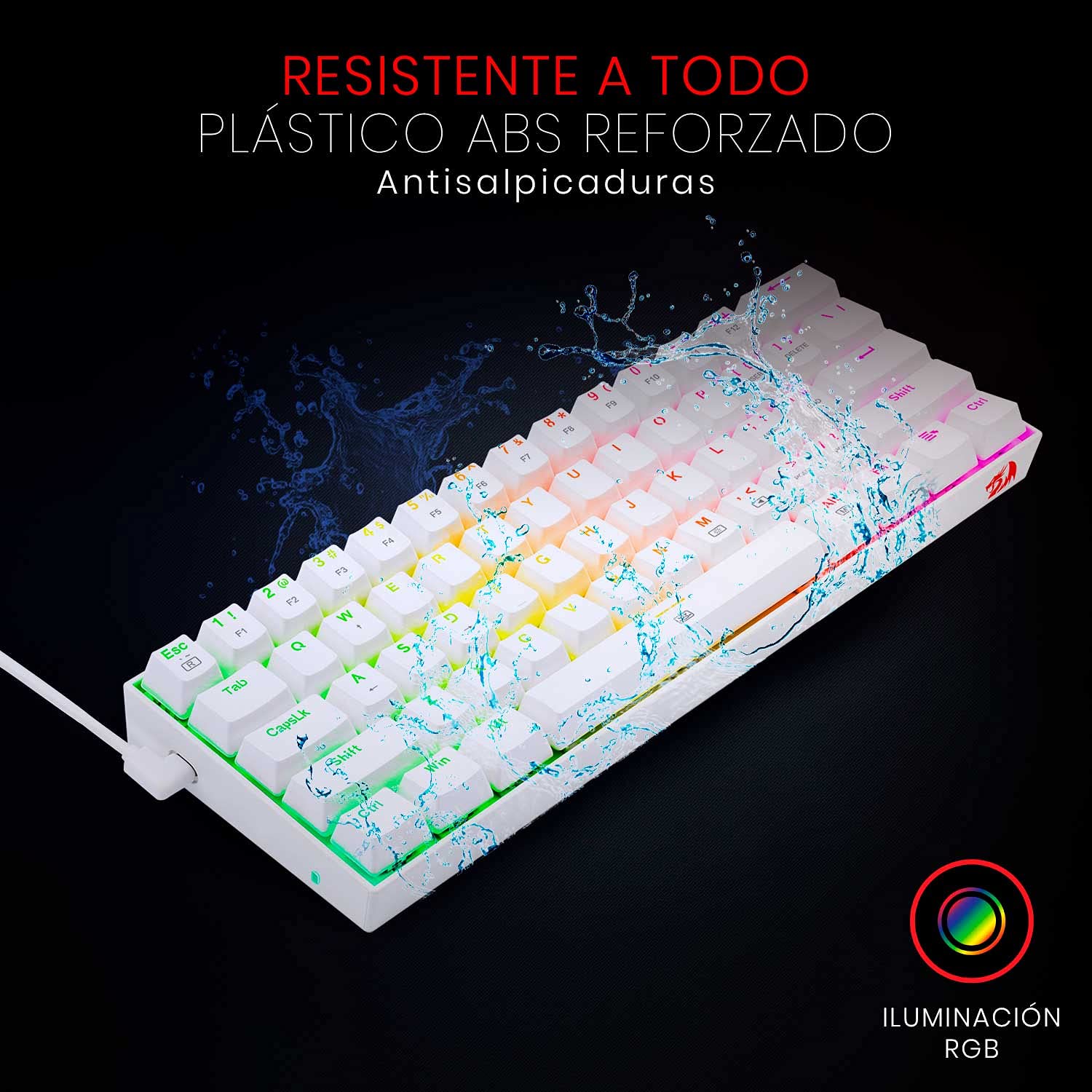 REDRAGON - Dragonborn Teclado Mecánico Gaming RGB Blanco