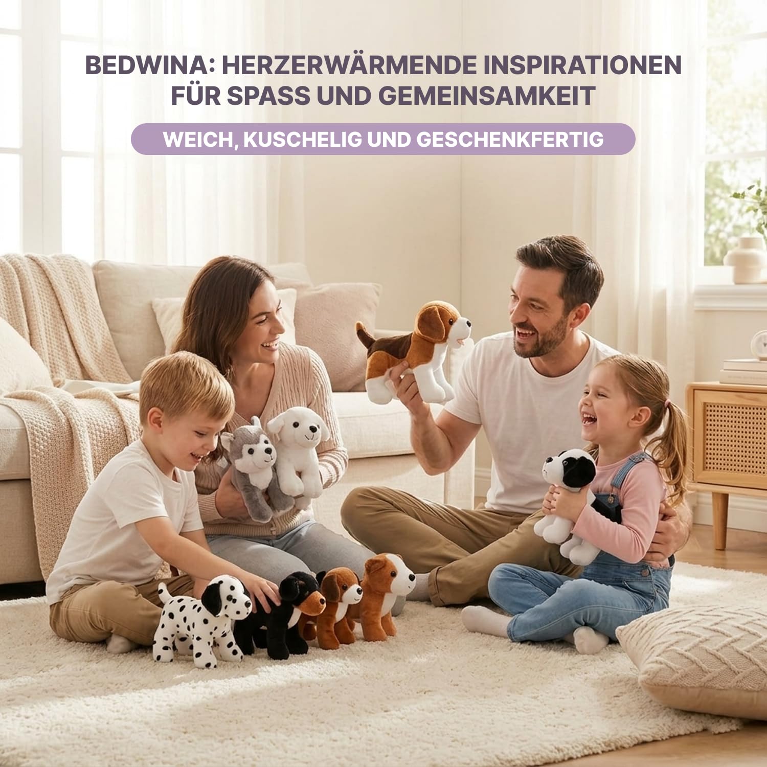 Bedwina Plüsch-Hündchen – (Packung mit 12) 15,2 cm große Kuscheltiere, sortierte Welpen und niedliches Plüsch-Hundewelpen-Sortiment, Strumpffüller