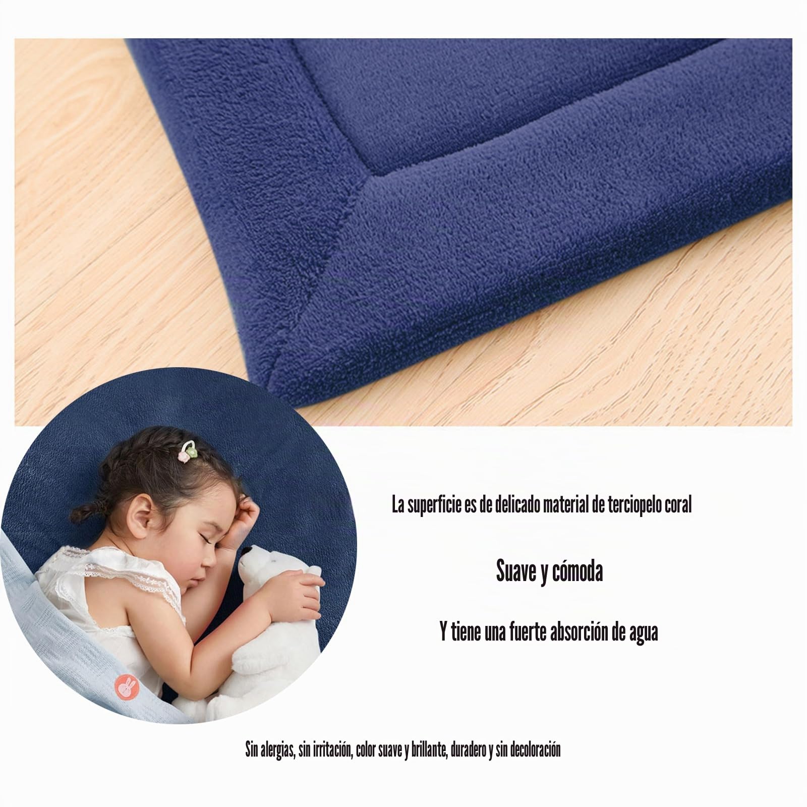 Alfombra Sólido Moderno para Sala de Estar y Habitación de Niños, Antideslizante Terciopelo Coral, Lavable, Tamaño Extra, 80 x 200 cm, 2 cm de Alto