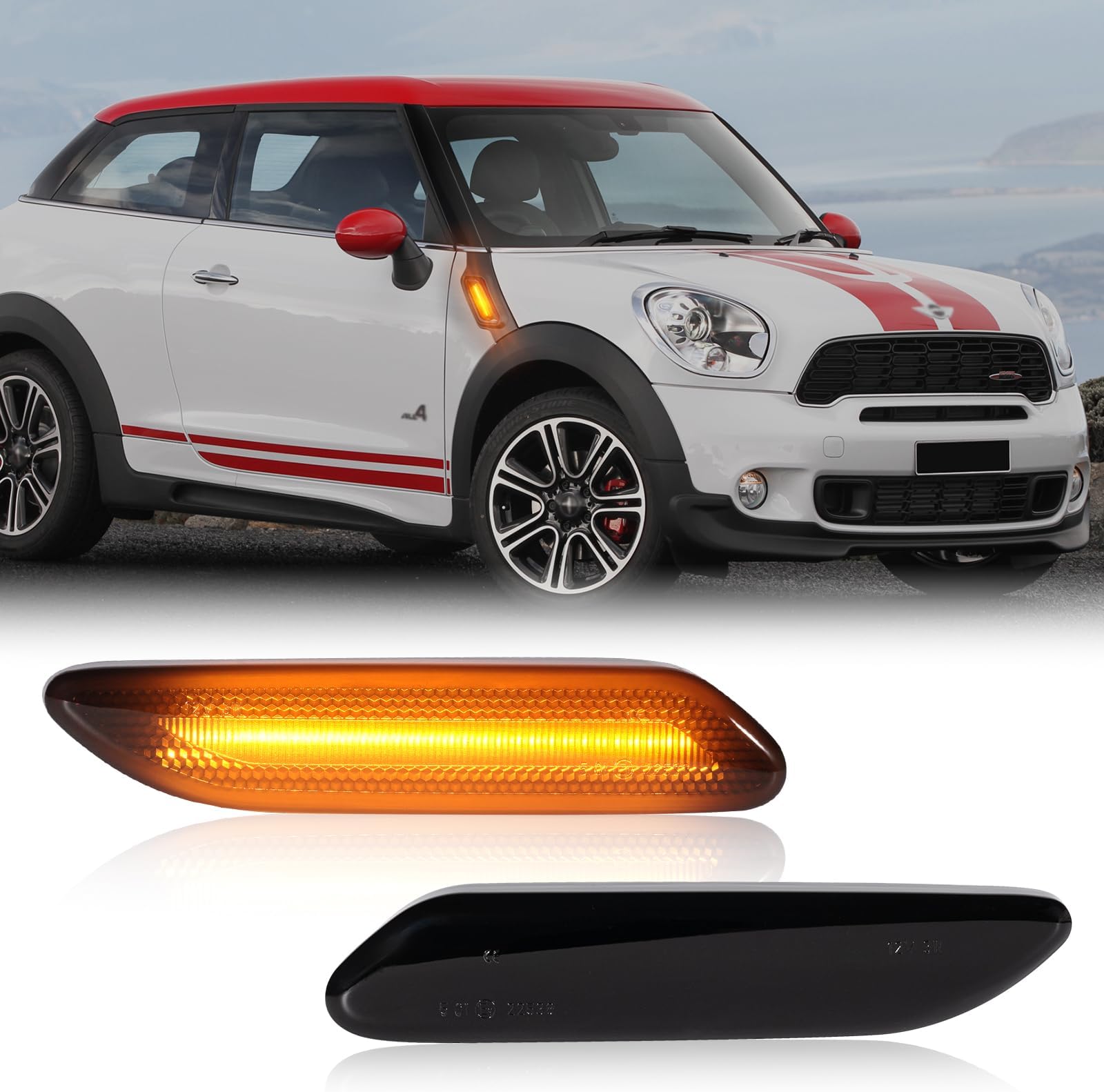 2 x LED Side Turn Signal Lights Black with Canbus Error Free 2835 SMD for BMW Mini Cooper R60 R61 2012-2017
