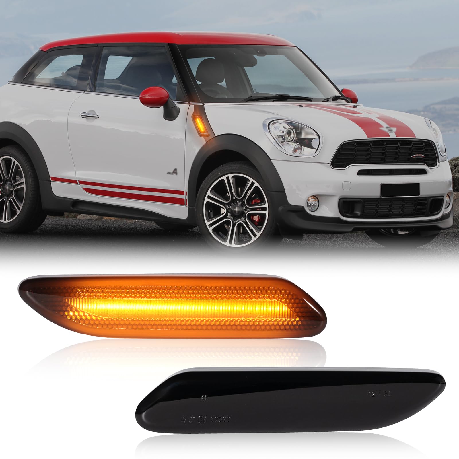 2 x LED Side Turn Signal Lights Black with Canbus Error Free 2835 SMD for BMW Mini Cooper R60 R61 2012-2017