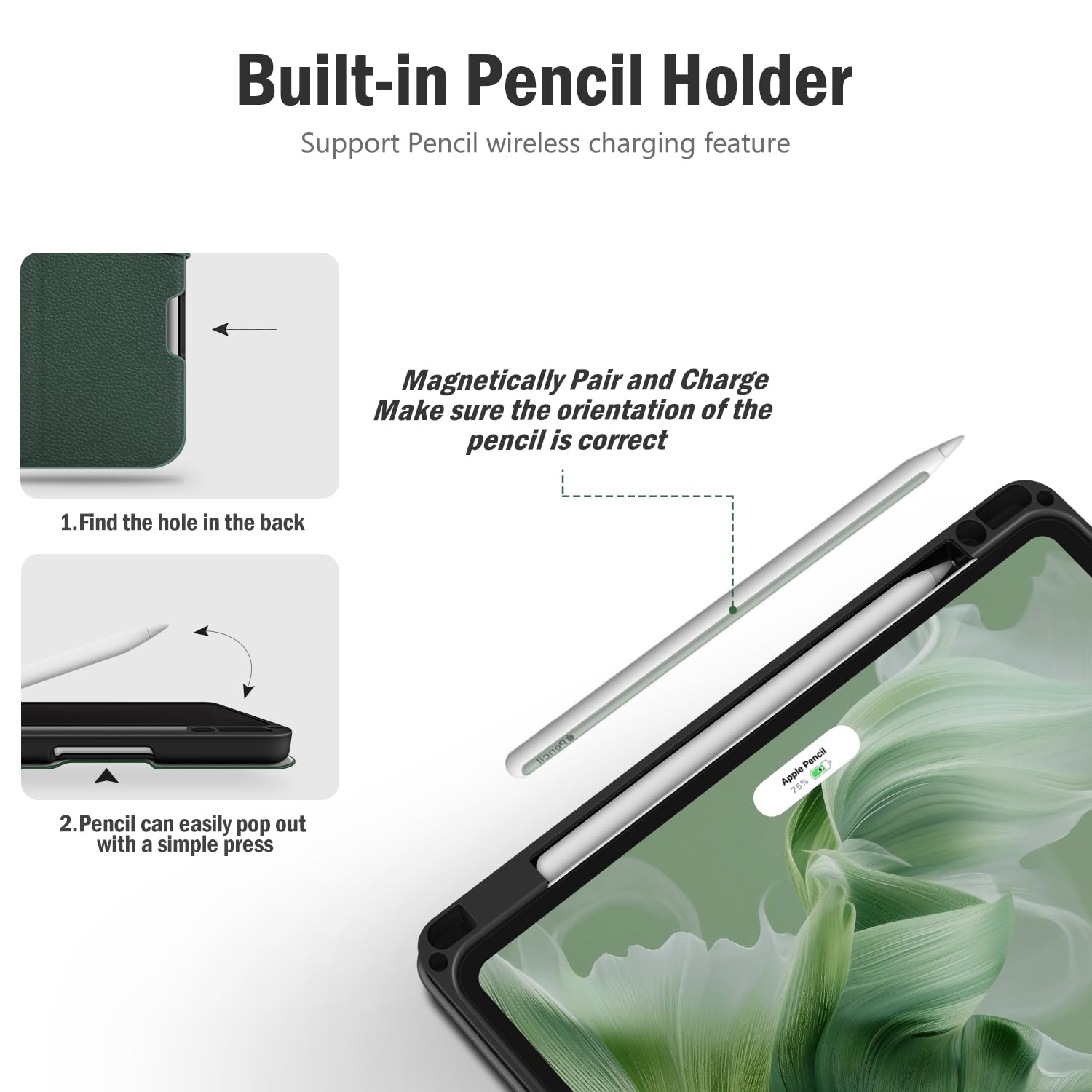 Antbox Schutzhülle für iPad Air 27,9 cm (11 Zoll) M4/M3/M2 (2026/2025/2024), iPad Air 5. / 4. Generation, 27,9 cm (10,9 Zoll), veganes Leder mit Stifthalter, Tippwinkel, automatischer Schlaf
