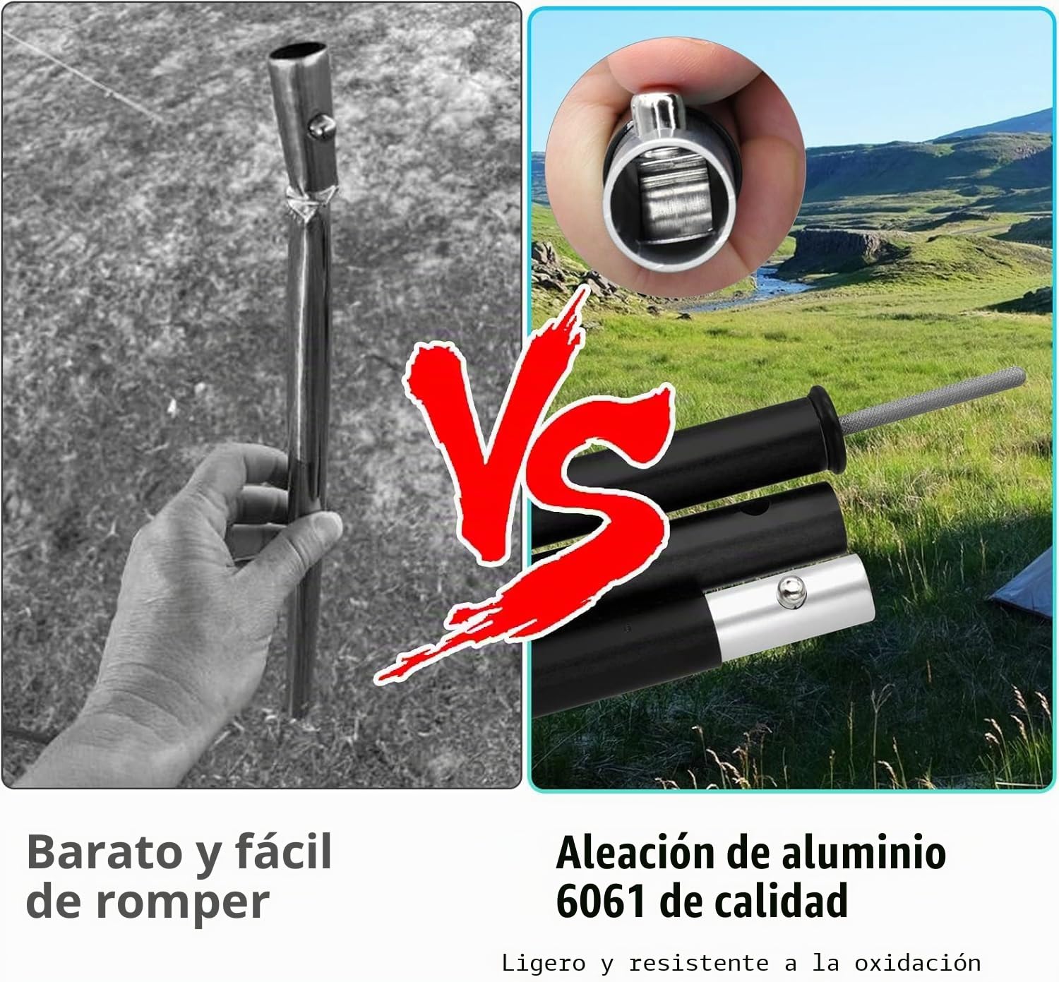 SAN LIKE Barra telescópica para Tiendas de campaña, Barras de Aluminio Ajustables para Lonas, reemplazo Ligero, Barras de Apoyo, 190 cm, 1/2 Juegos (5 Secciones)