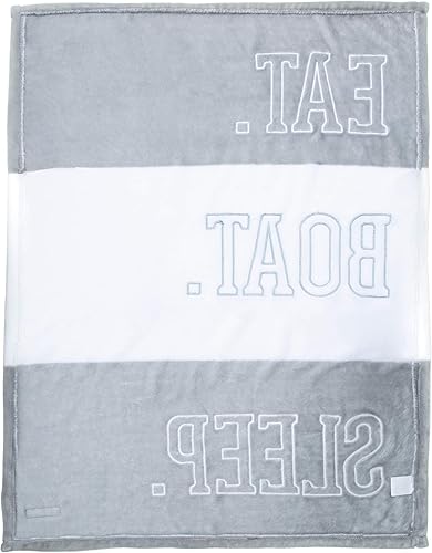 Miniatura 2 de Pavilion Gift Company - Come. Barco. Duerme. Manta de felpa real a rayas blancas y grises de 30 x 40 pulgadas