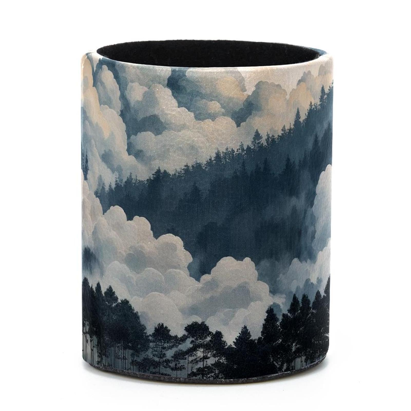 VAPOKF Round Pencil Holders for Desk, Cloud Pine Forest Pen Holders Pen Pot Makeup Brushes Storage Desktop Stationery Supplies Organiser for Home Office