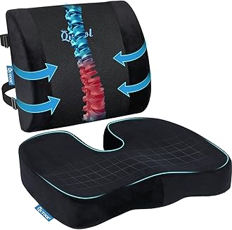 QUTOOL Seat Cushion and Lumbar Support Pillow for Office Desk Chair Back Support Chair Cushion Seat Cushion & Back Pillow for Sitting lumbar support Suitable for Home, Office,Wheelchair