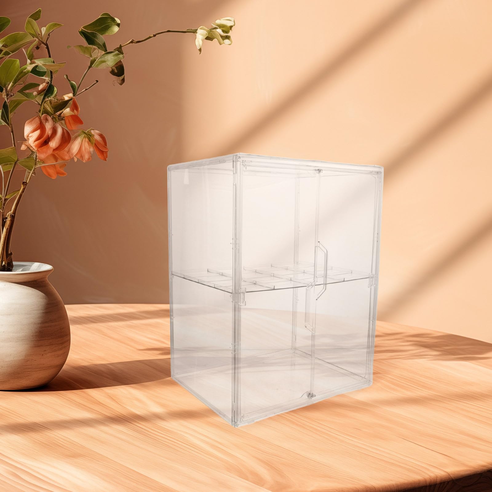 PRETYZOOM Babyflaschen Aufbewahrungsregal aus Acryl mit 2 Ebenen und Doppelten Türen Modernes Design Verhindert Wasseransammlungen für Badezimmer und Babyzimmer