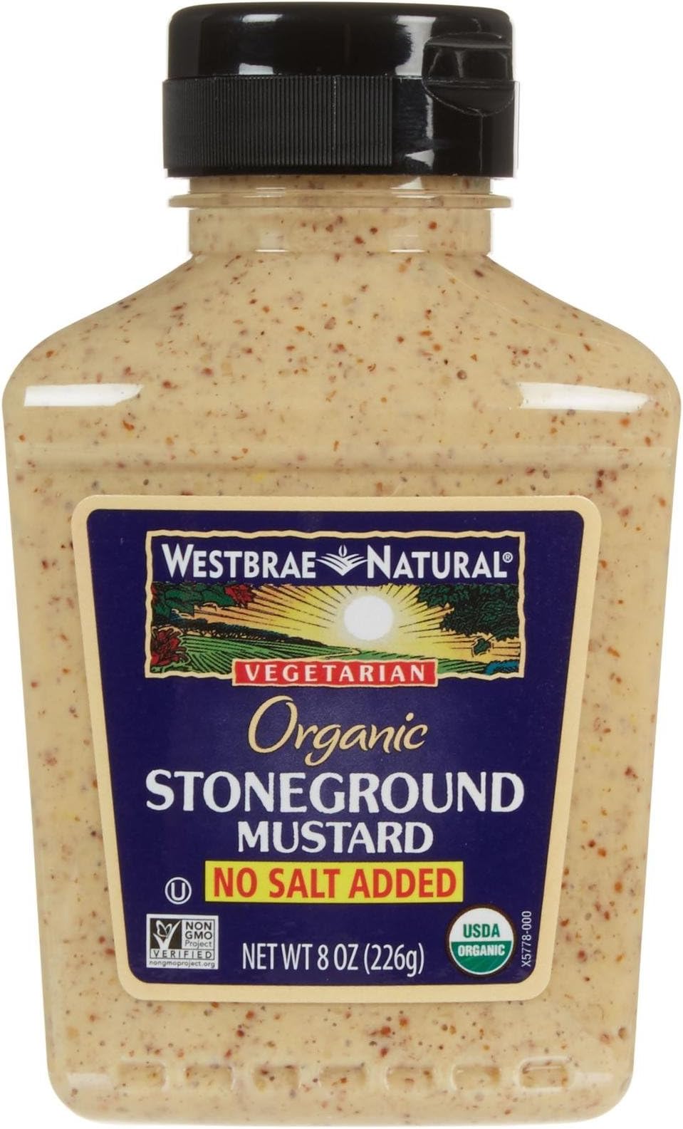 Westbrae Organic Stoneground Mustard No Salt Added, 8 Ounce