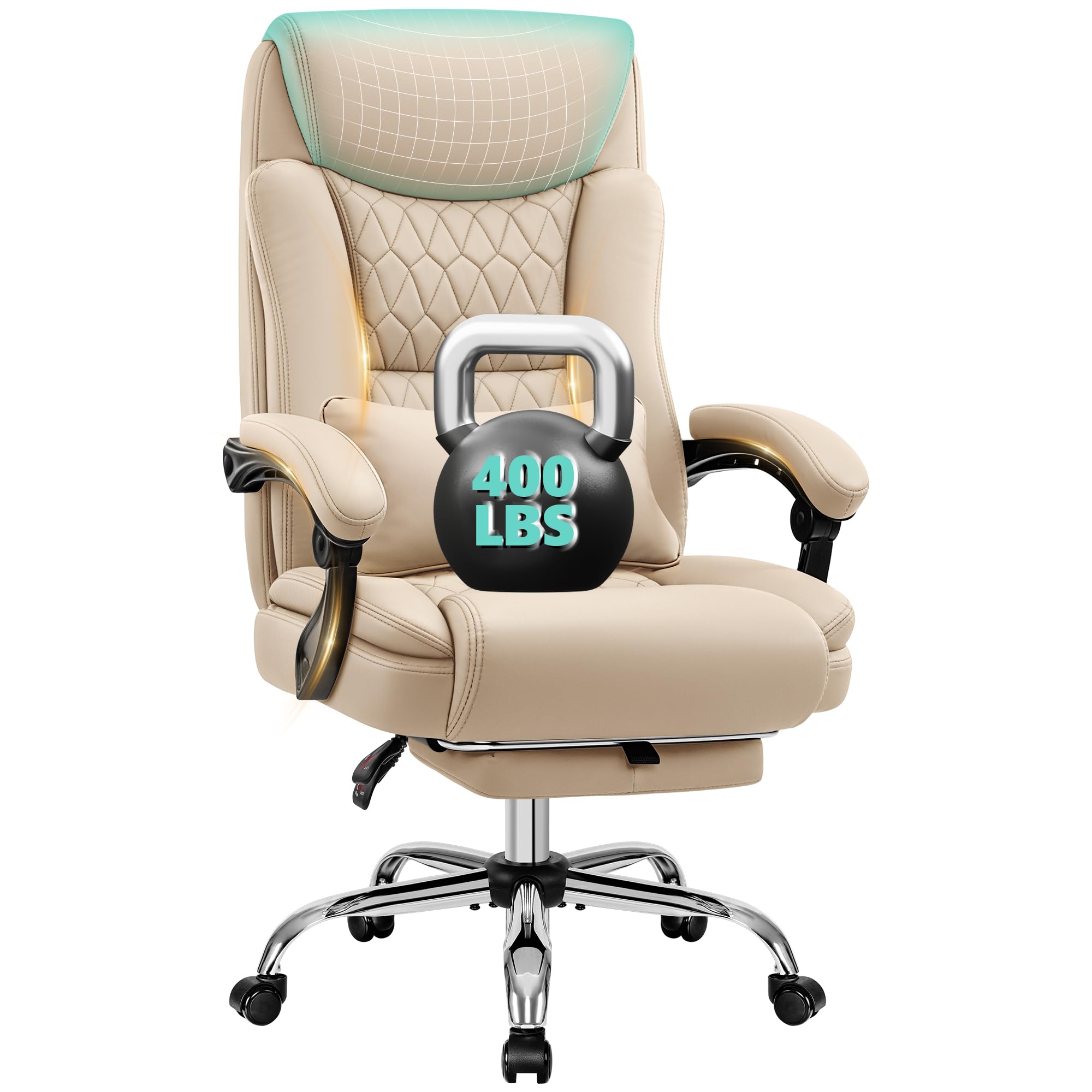 Amazon.com: TUORUI Big and Tall Office Chair 400lbs - Wide Memory