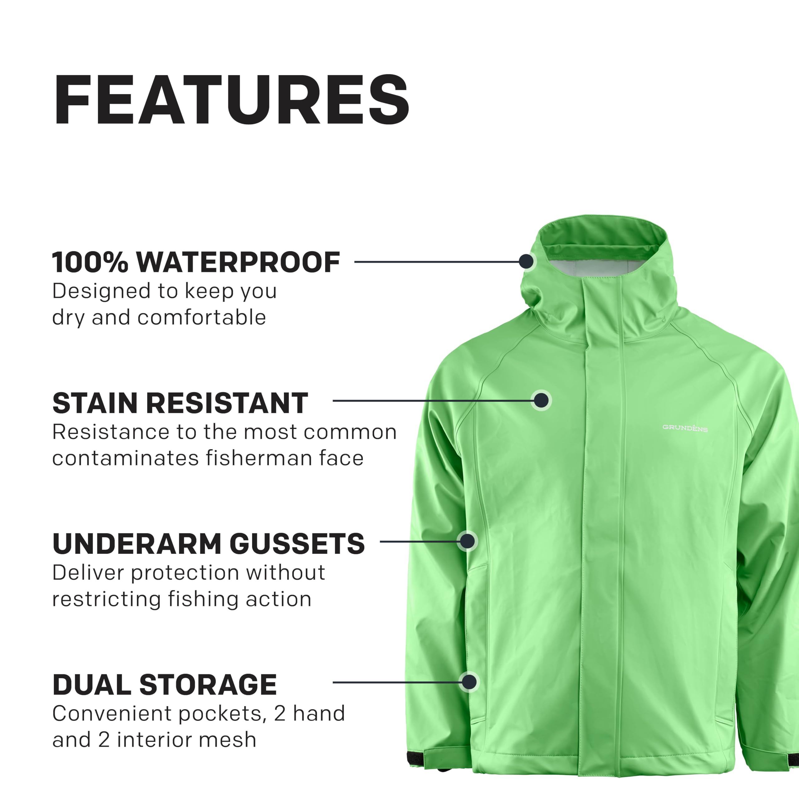 Grundens Neptune Commercial - Chaqueta de pesca para hombre, impermeable, ajustable