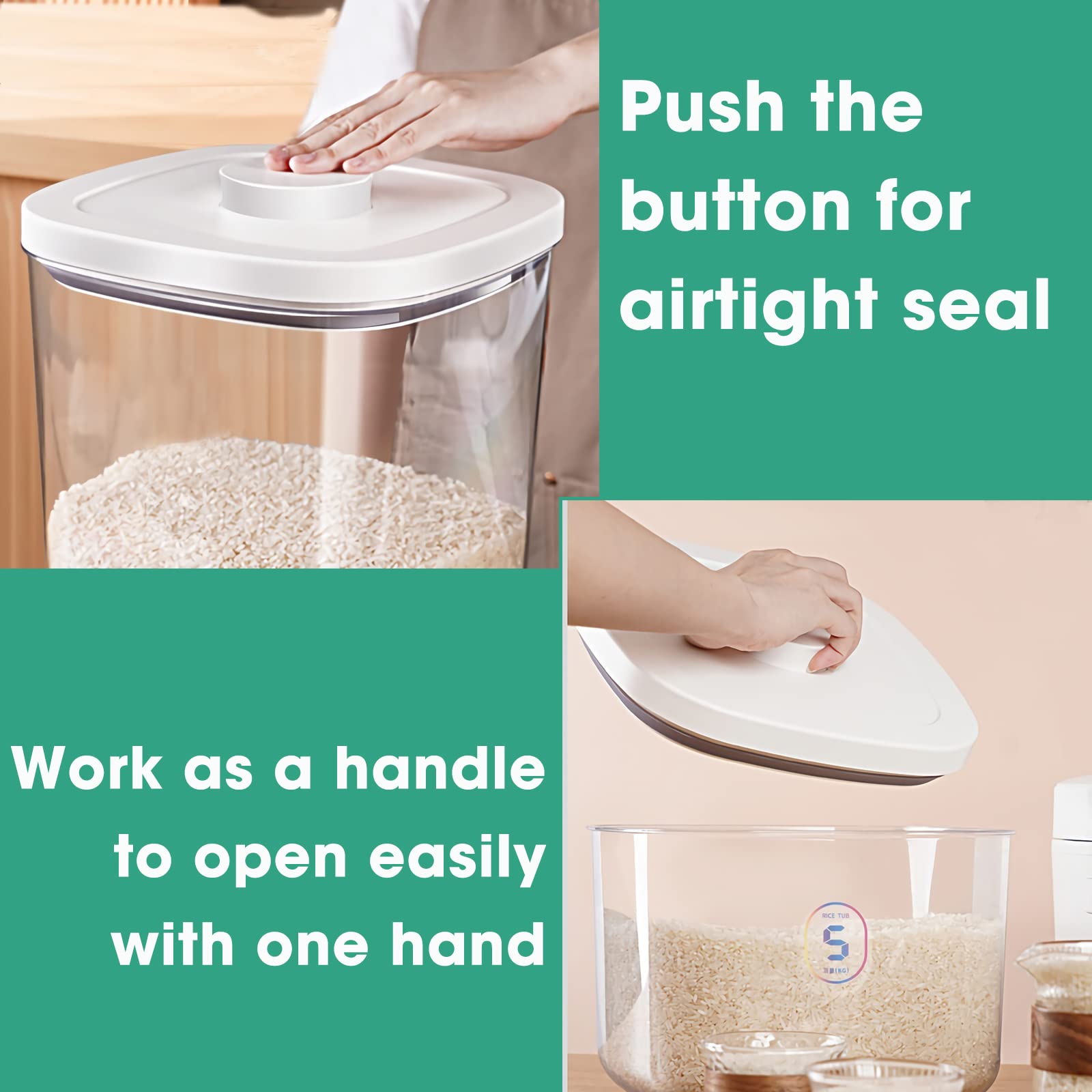 Airtight Rice Container 10 Lbs, Clear Plastic Food Storage Container