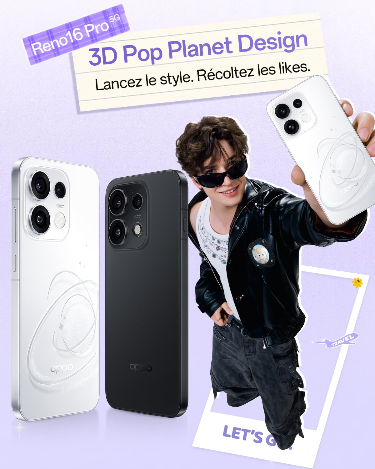 OPPO Reno16 Pro 5G Smartphone Débloqué, 12+512Go, Quad Camera 200MP, Vidéo Stable 4K, Écran AMOLED 6.32" 120Hz, 6000mAh, MediaTek Dimensity 8550, IP69K, Starlight Black (Chargeur 80W SUPERVOOC Inclus)
