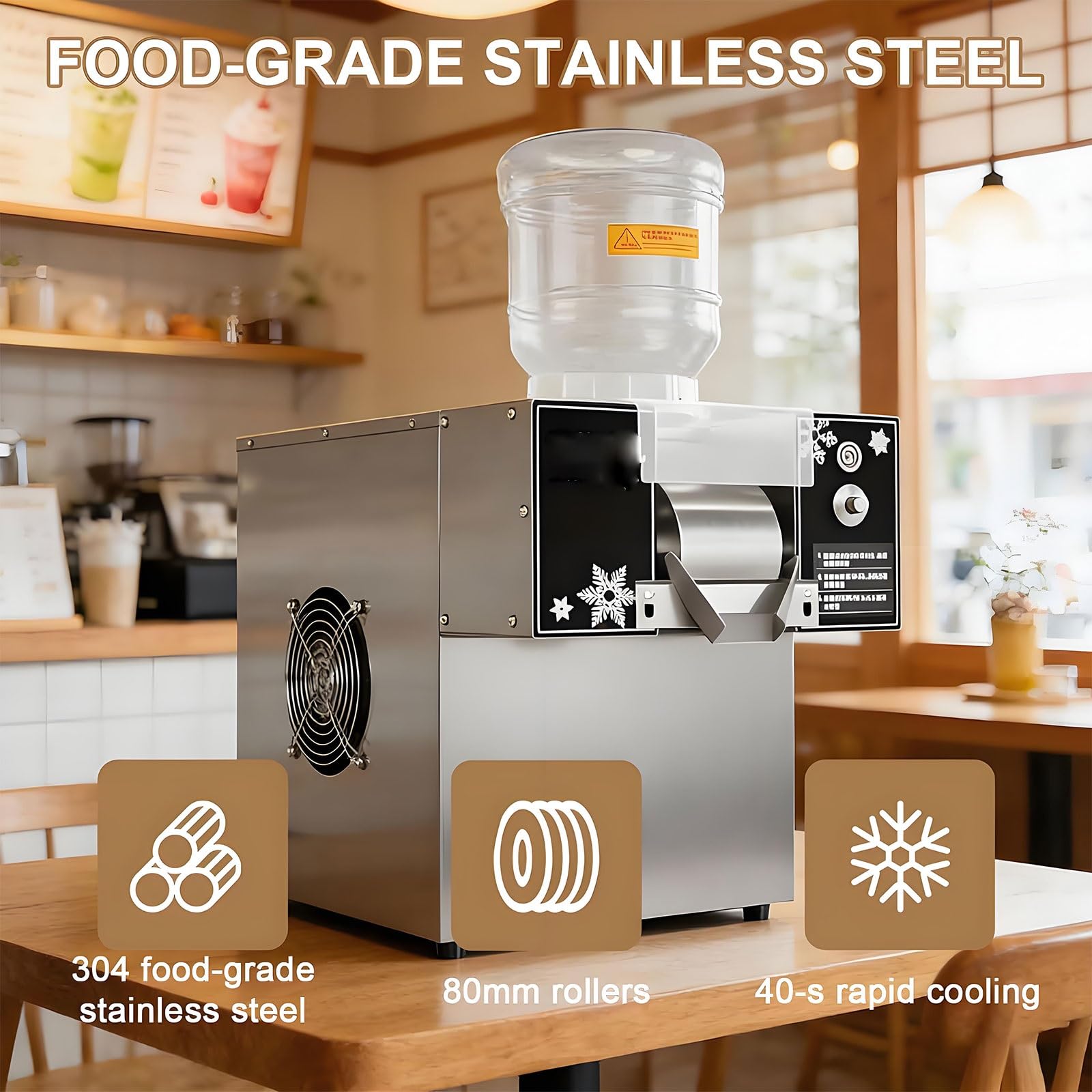 Macchina Per Ghiaccio A Fiocchi Di Neve, Macchina Automatica Per Granite Macchinas Professionale Per Ghiaccio A Scaglie Materiale In Acciaio Inossidabile Per Snack Bar E Gelaterie(120KG)