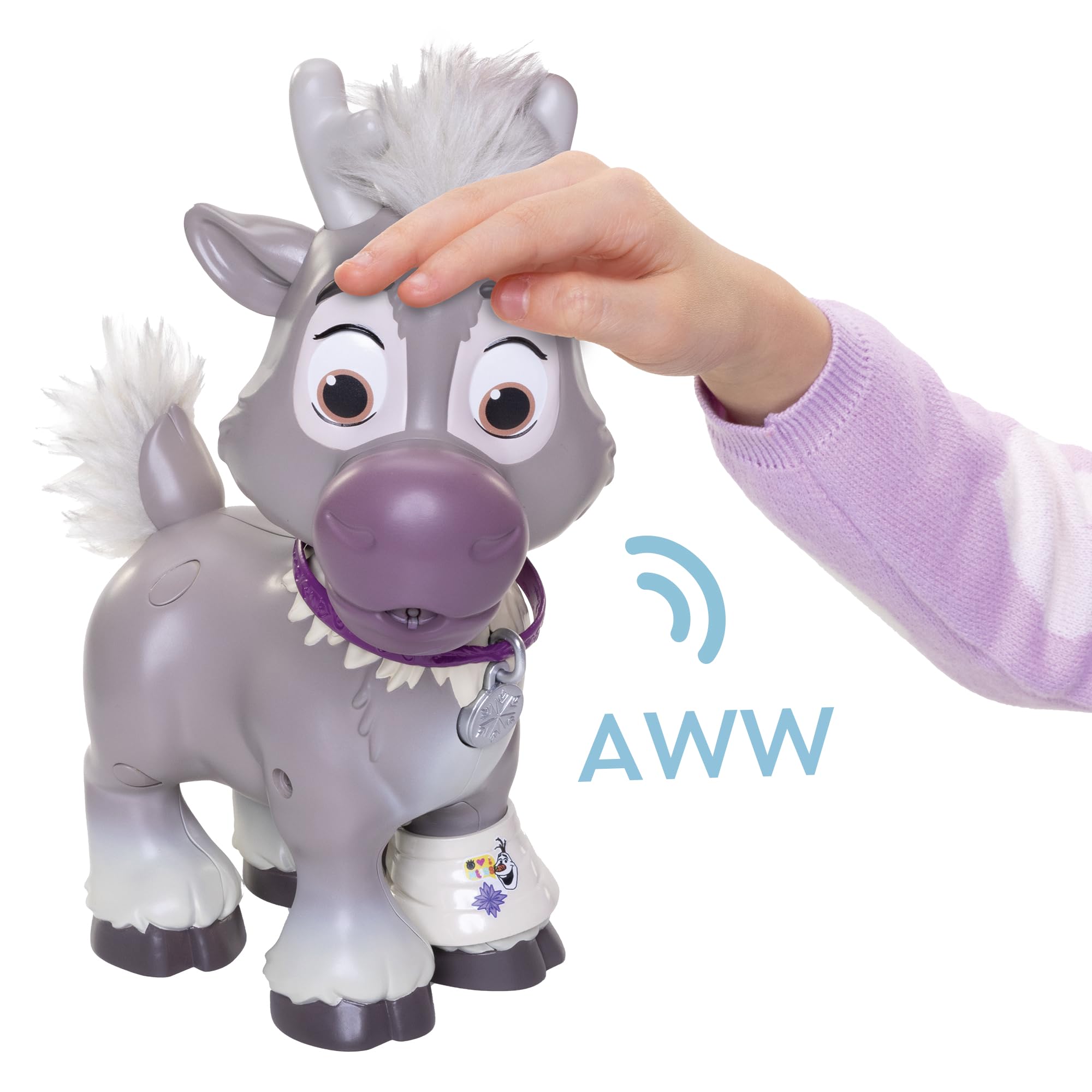 Disney Jakks Pacific Kit de Soin Sven Reine des Neiges Set Imitation Toilettage Animal avec Brosse Spray Accessoires Jeu Éducatif Frozen 3 Ans+