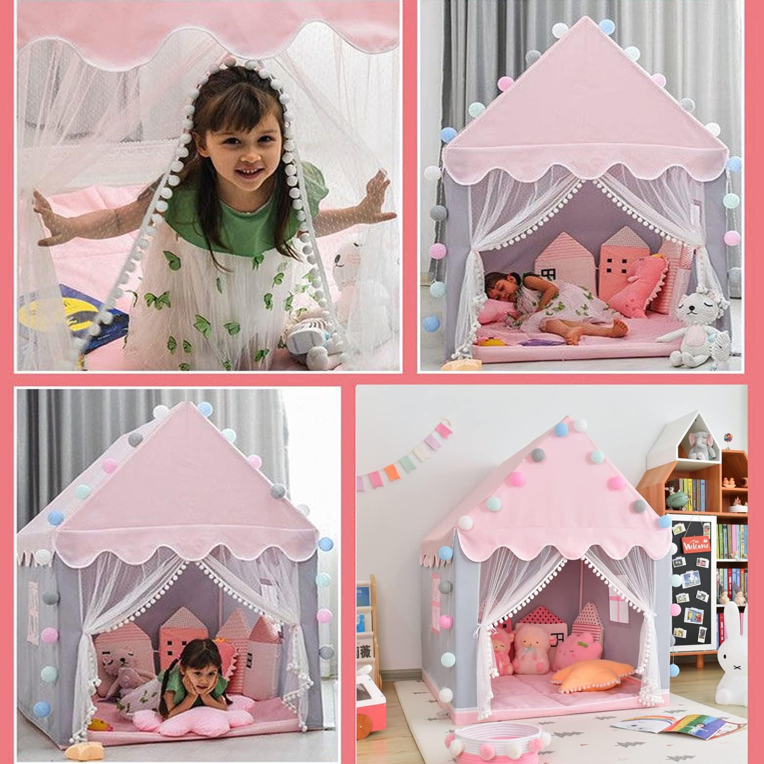 Girls Bedroom Play Tent with Curtains