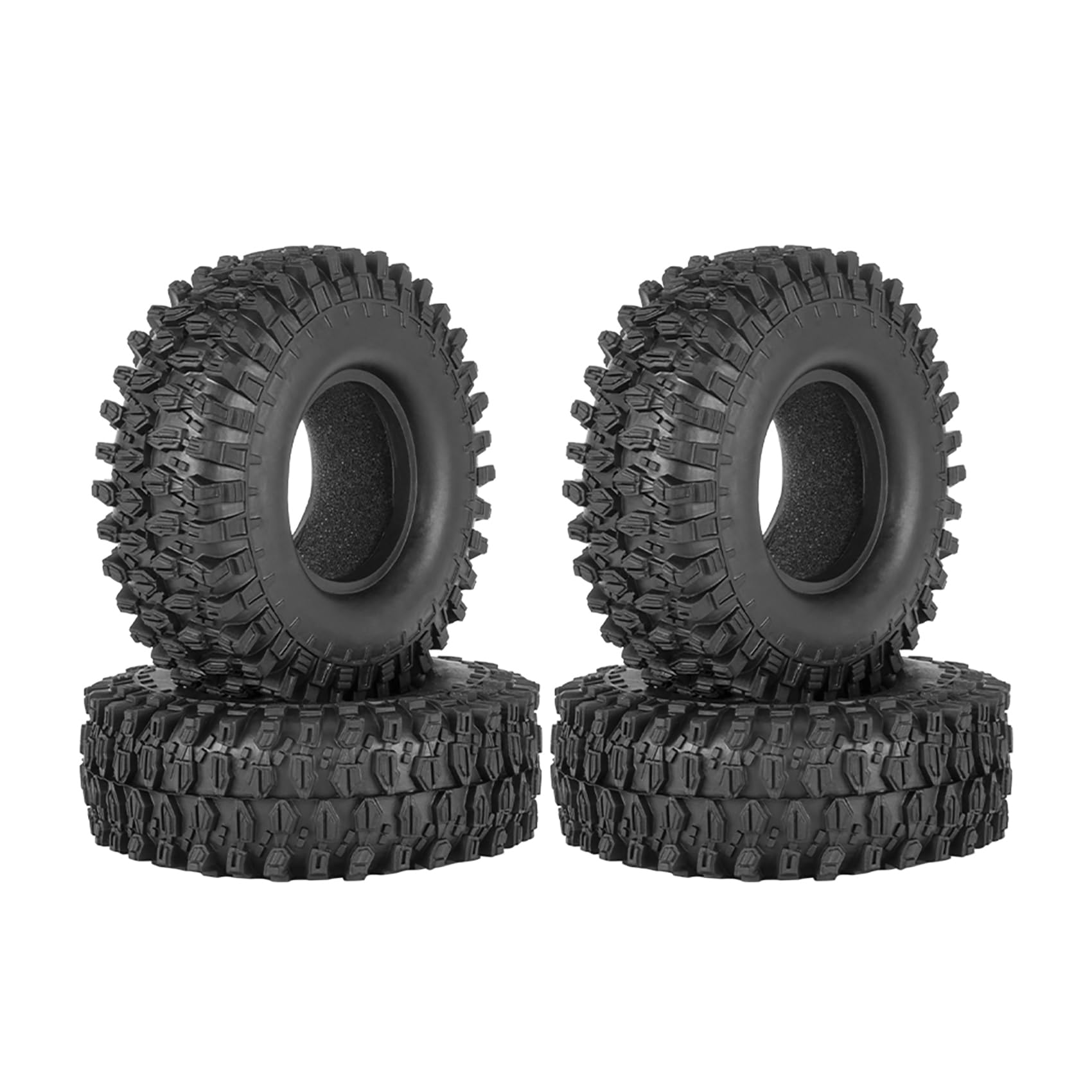 KINGCOO 4PCS RC Crawler Rubber Tires 1.9 inch Wheels Tyres for 1:10 RC Rock Crawler Car Off-road Model Car for Axial SCX10 90046 CC01 D90 D110 TF2 Tamiya TRX4 Gen8 Upgrade Parts (108x38mm)