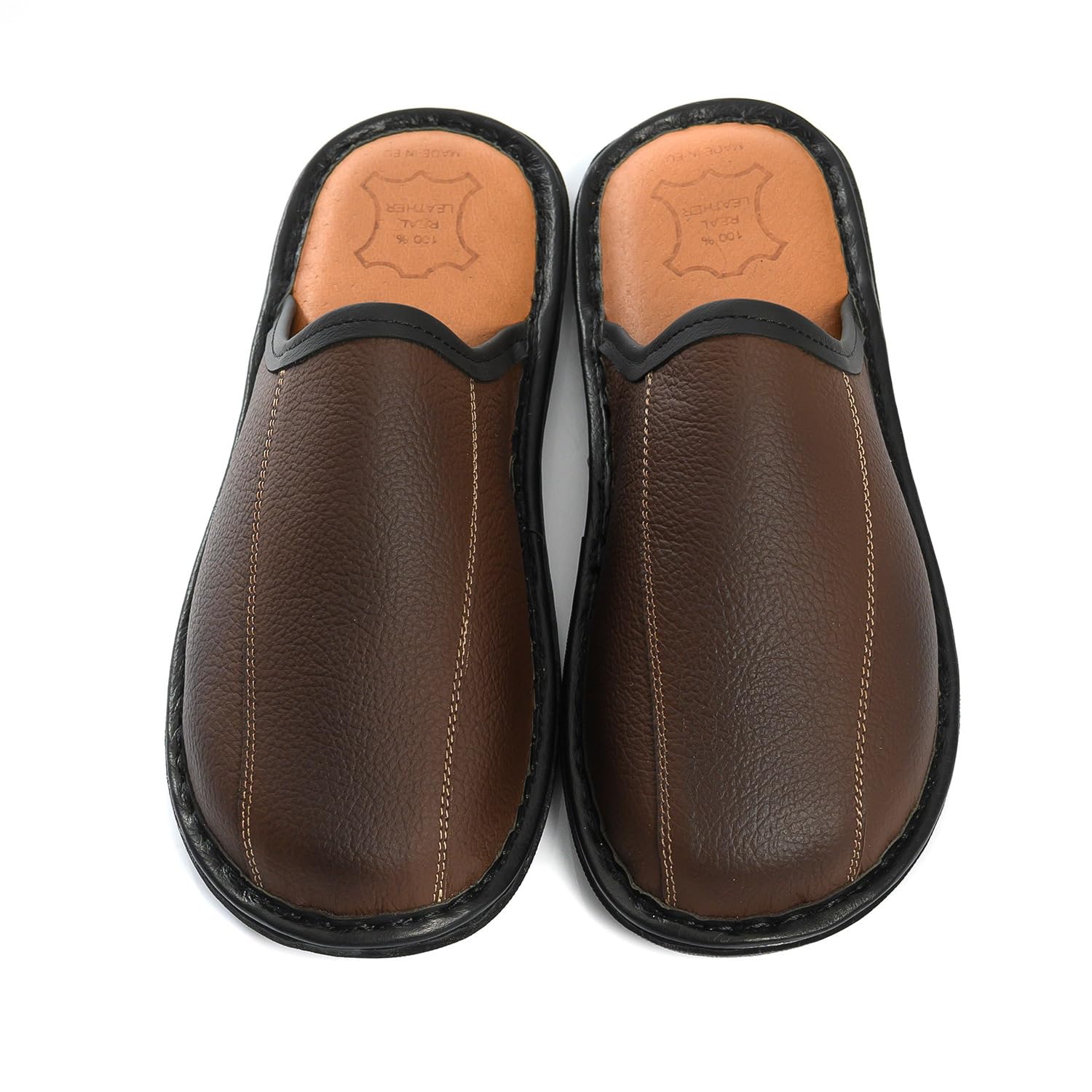 Chaussons en cuir pour homme - Pantoufles faites à la main avec semelle antidérapante, confortables et robustes, tailles 41-47