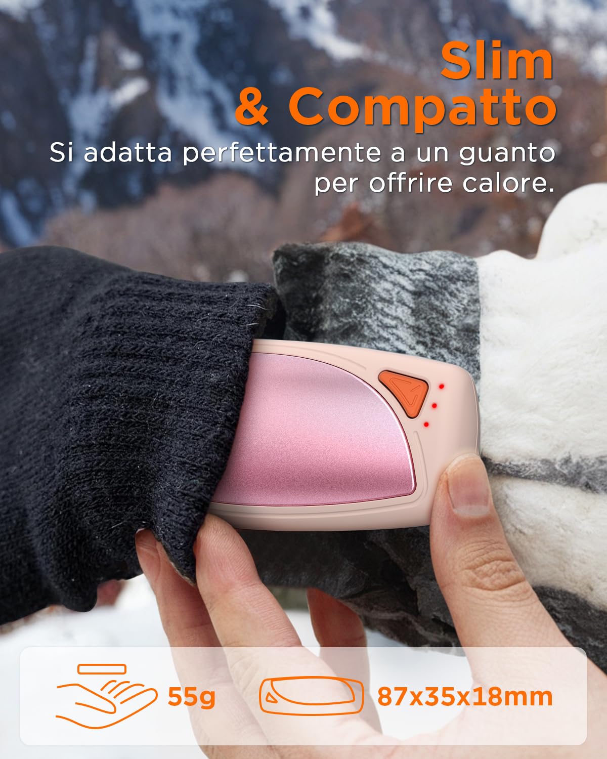 Lepwings Scaldamani Elettrico Portatile 2 Pezzi con Custodia di Ricarica, 14.000 mAh Scaldamani Ricaricabile Riutilizzabile, 3 Modalità di Riscaldamento Bifacciale,Regali Invernali per Esterno
