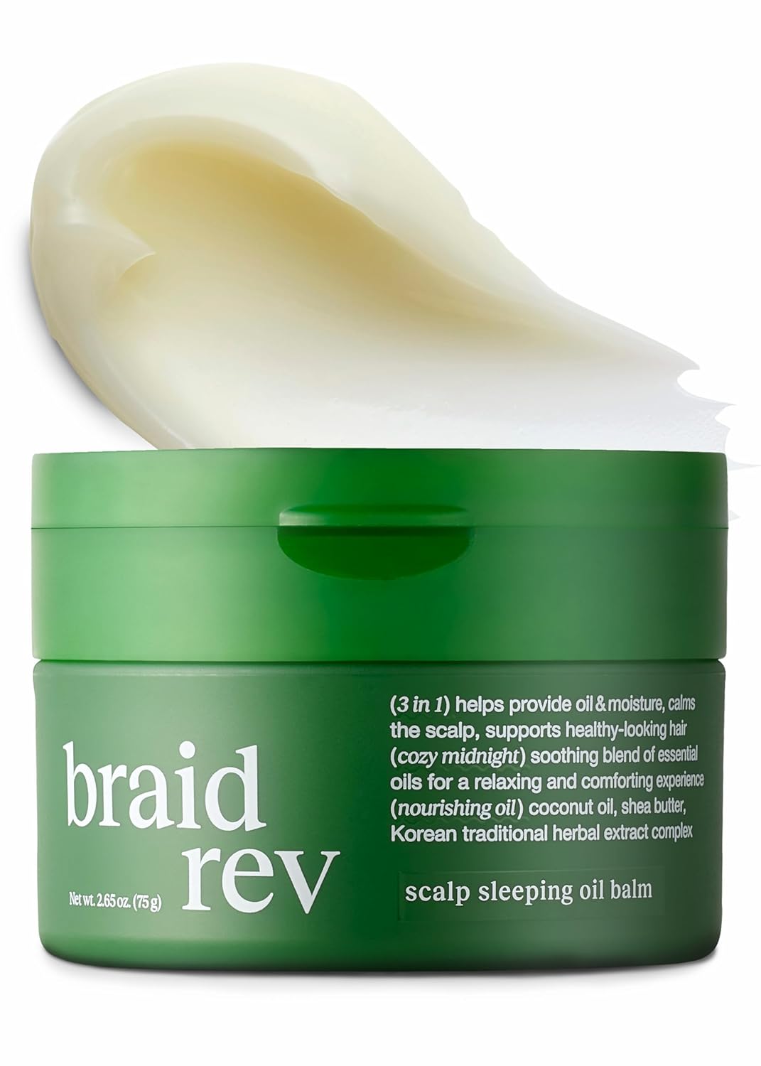 Braid Rev Scalp Sleeping Oil Balm, Balm-to-Oil Formula, Nourishing for Dry Scalp with Coconut Oil & Shea Butter, Reduces Excess Oil & Strengthens Hair Roots for Less Breakage, 2.65 oz Braid Rev Scalp Sleeping Oil Balm, Balm-to-Oil Formula, Nourishing for Dry Scalp with Coconut Oil & Shea Butter, Reduces Excess Oil & Strengthens Hair Roots for Less Breakage, 2.65 oz