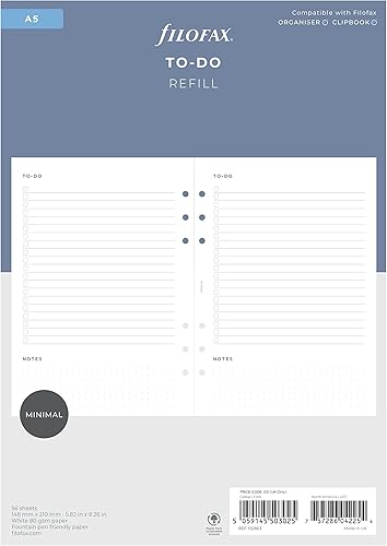 Miniatura 2 de Filofax Recambio de estilo de vida, tamaño A5, recambio organizador, papel blanco, para hacer, 25 hojas (B132863)