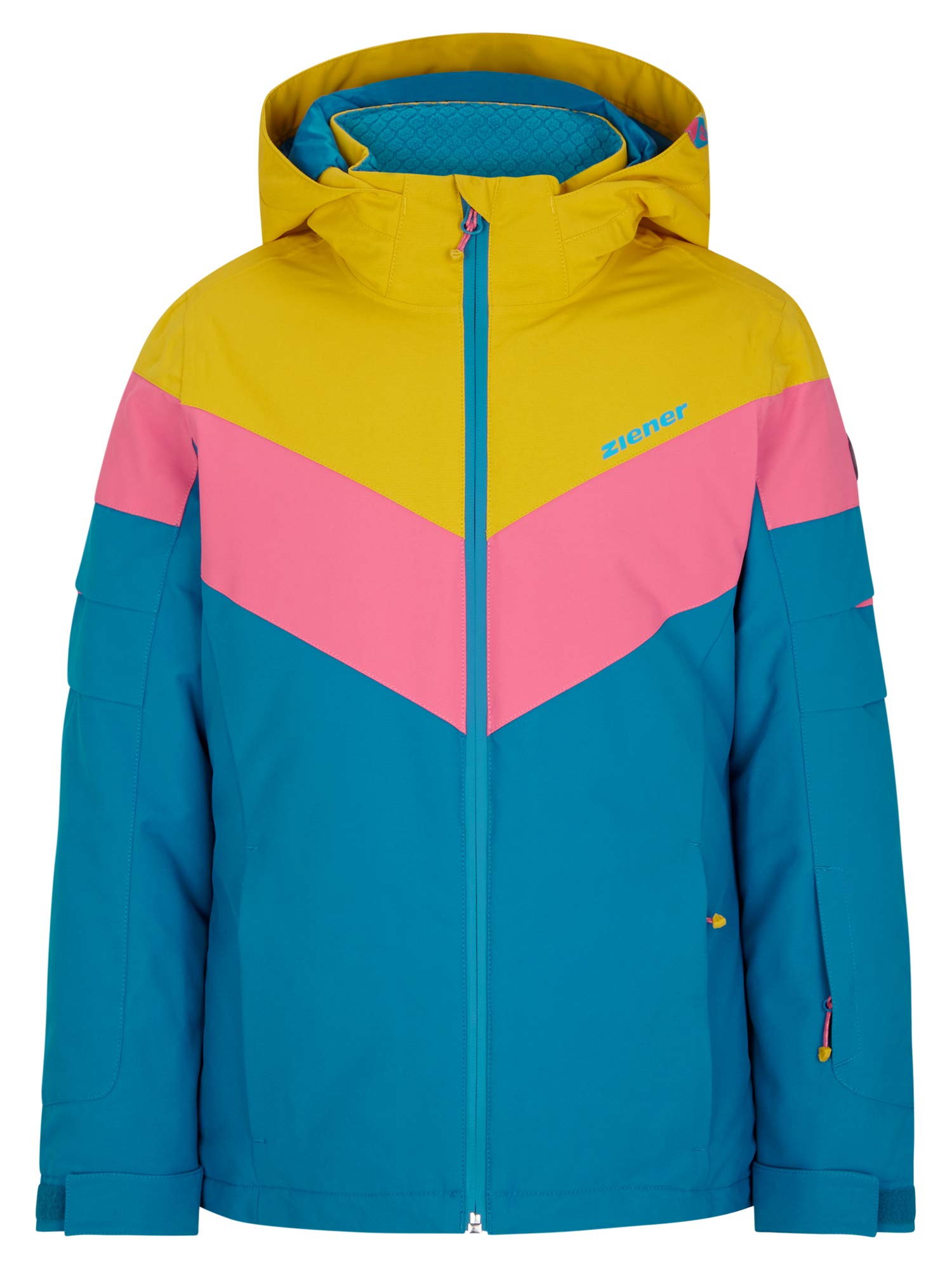 Ziener Alja Junior Girls' Ski Jacket Waterproof Windproof Warm, girls, Children's ski jacket, winter jacket, waterproof, windproof, warm, 207907, Steel blue, 104 (EU)