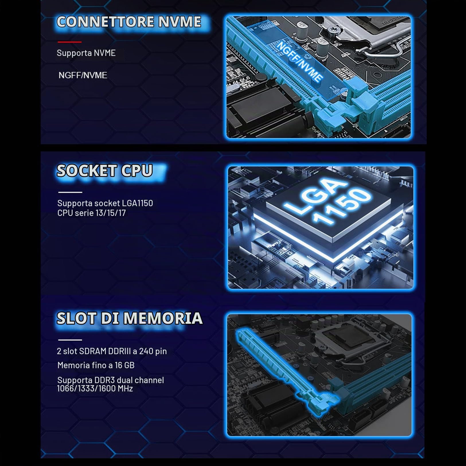 Scheda Madre da Gioco H81 Ad Alta Velocit¨¤ 6Gb/s LGA 1150 Scheda Madre per PC per PC Desktop