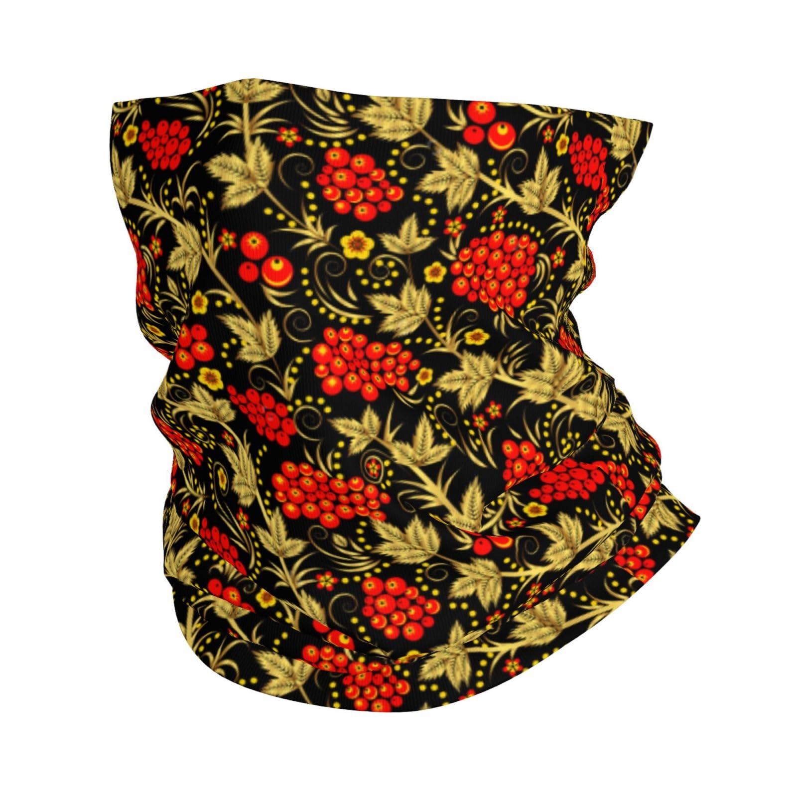 Poadnly Neck Gaiter, Headband Neck Warmer Face Cover Tube Half Face Mask Scarf Balaclava,Traditional Russian Cranberry