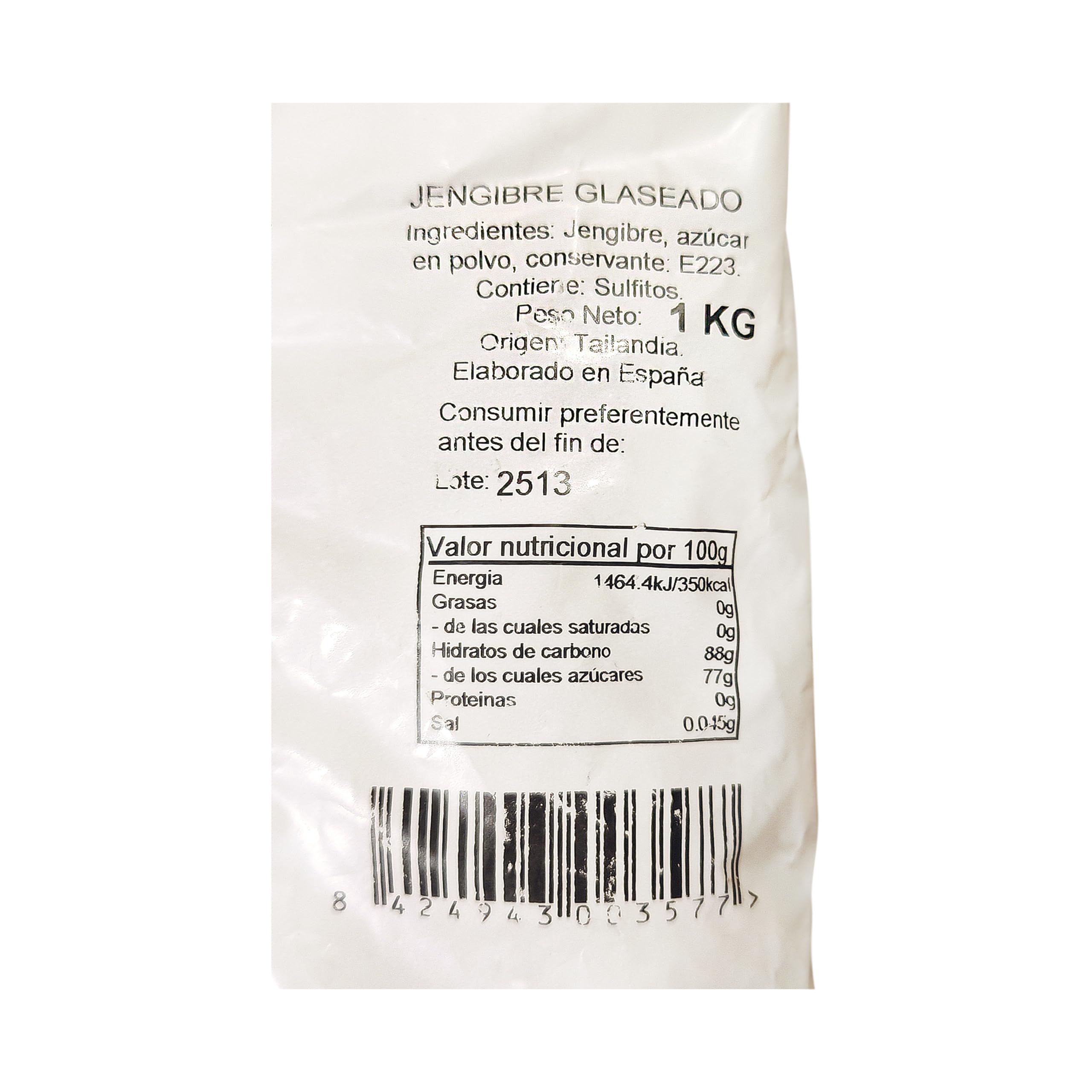 Kandyzowany Imbir 1 kg Frutos Secos Auro