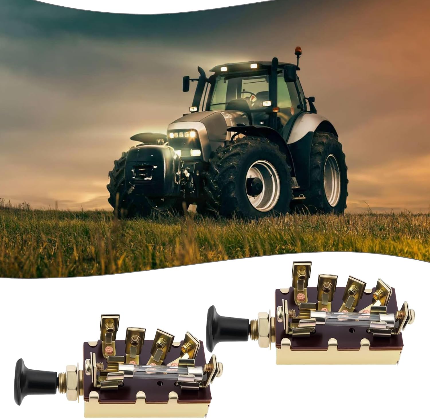 ECSiNG 2 Pieces 4-Stage Car Pull Switch Horn Headlight Modification Switch for Tractors Excavators Automobile Agricultural Vehicle with 30A Fuse