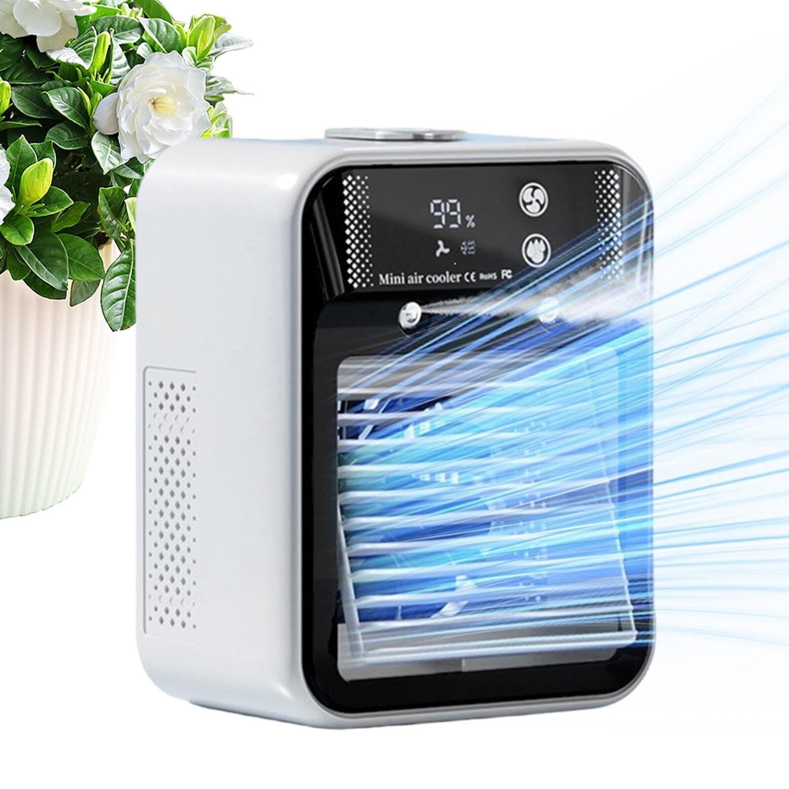Mini Evaporative AC, 500ml Tank, 2 Speeds, USB Powered, Portable