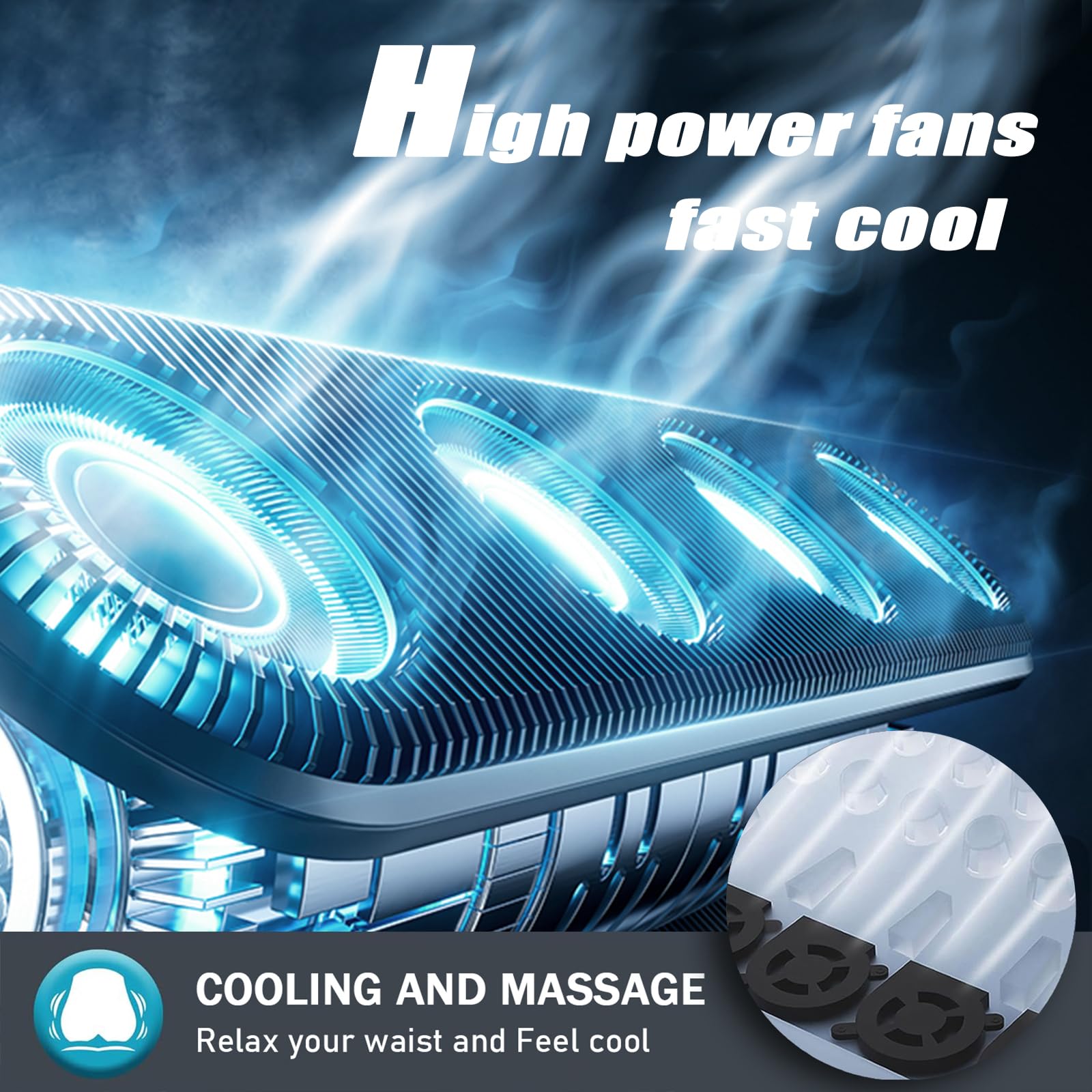 Housses de siège avant de voiture 3 en 1 rafraîchissantes, housses de siège d'hiver, 12 V, 16 ventilateurs, avec massage (noir)