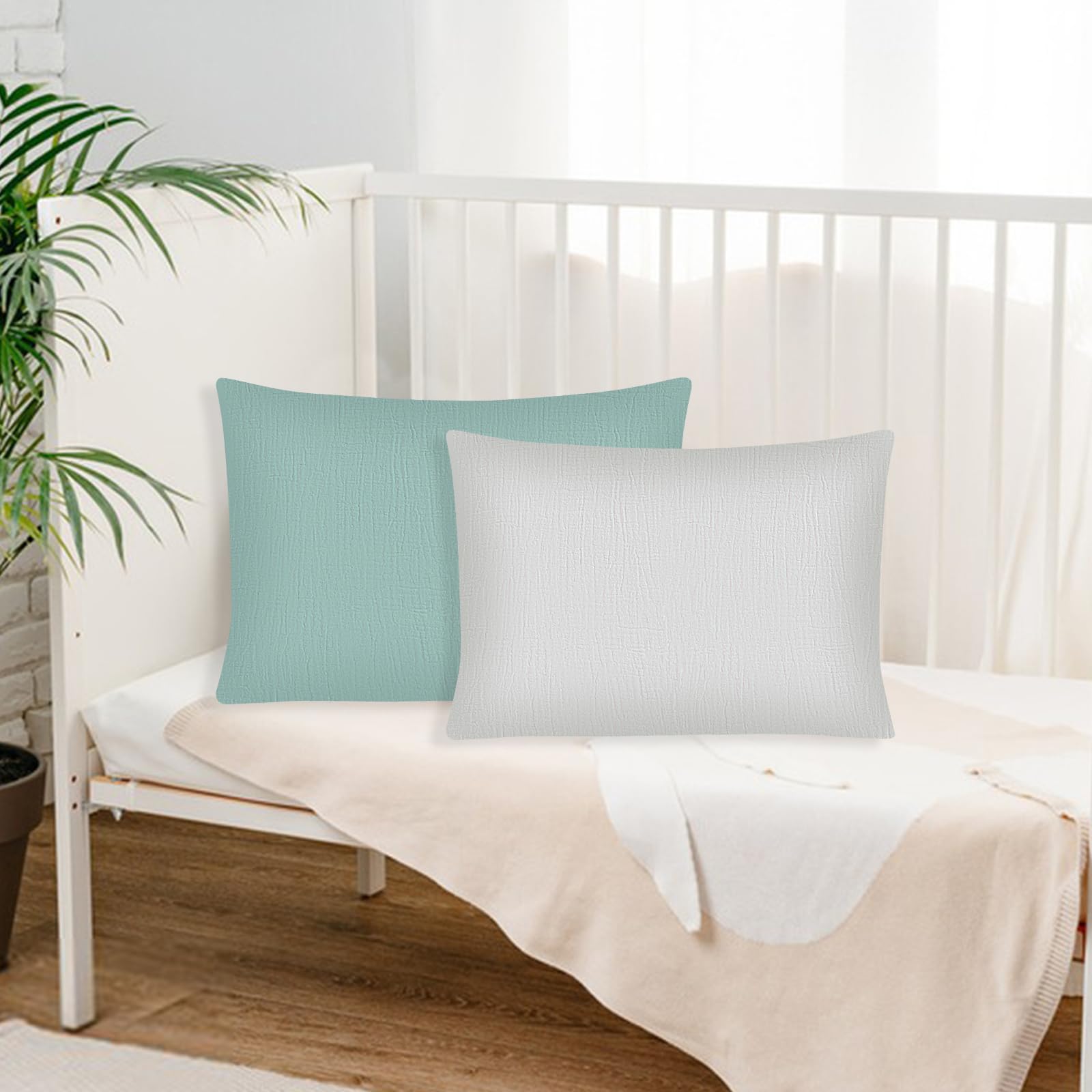Winmany Fundas de almohada de muselina de algodón para bebés, niñas y niños, fundas de almohada de viaje con diseño de sobres, accesorios para cuna, se adapta a almohadas de 33 x 45 cm, 35,5 x 48,3 cm