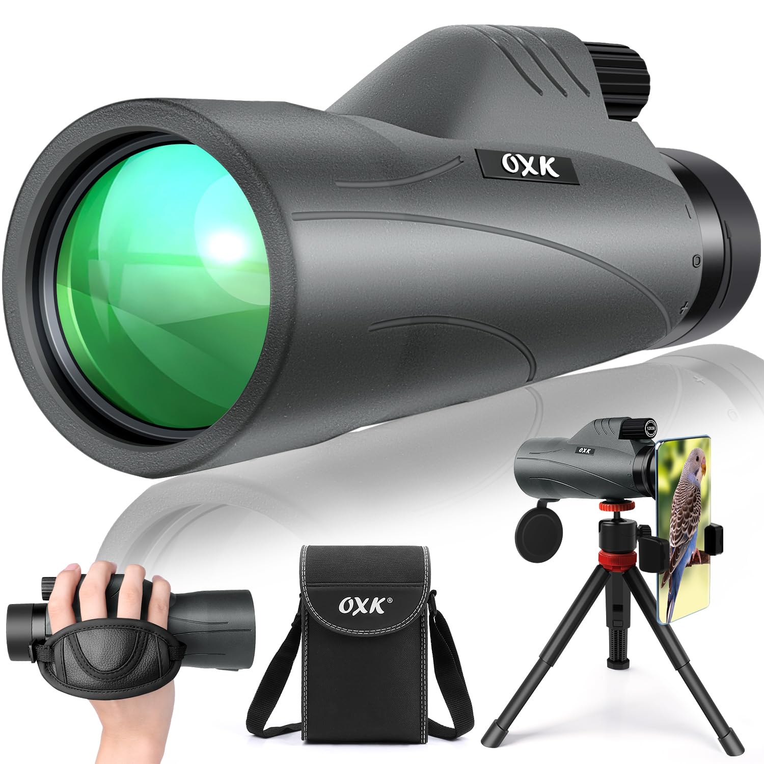 12x56 High Power Monocular Telescope with Smartphone Adapter Tripod Travel Bag, Larger Vision Monoculars for Adults with BAK4 Prism & FMC Lens,