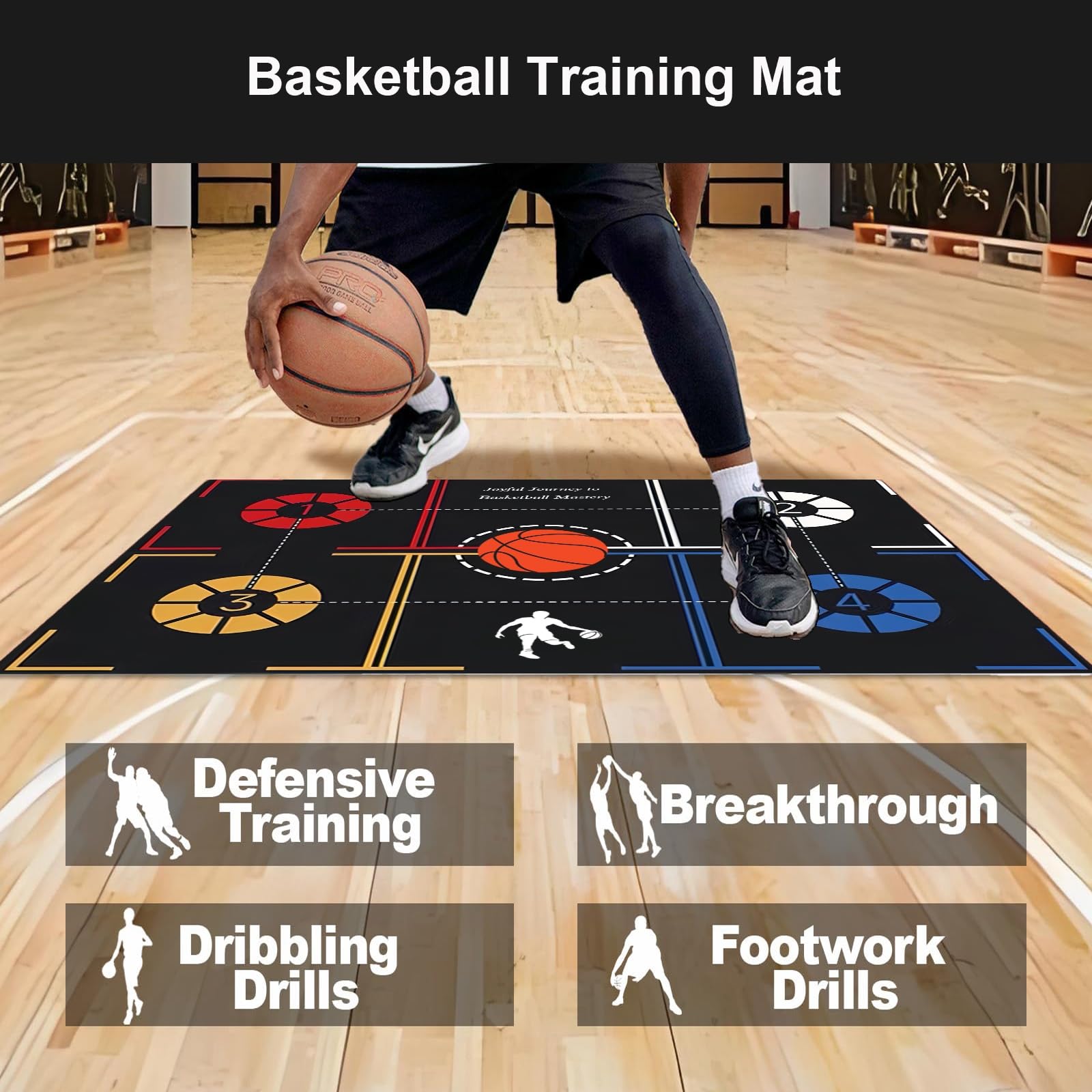 Basketball Training Equipment, Agility Footwork Training Mat, Dribble Trainer, Basketball Practice Aids to Improve Speed, Strength and Coordination