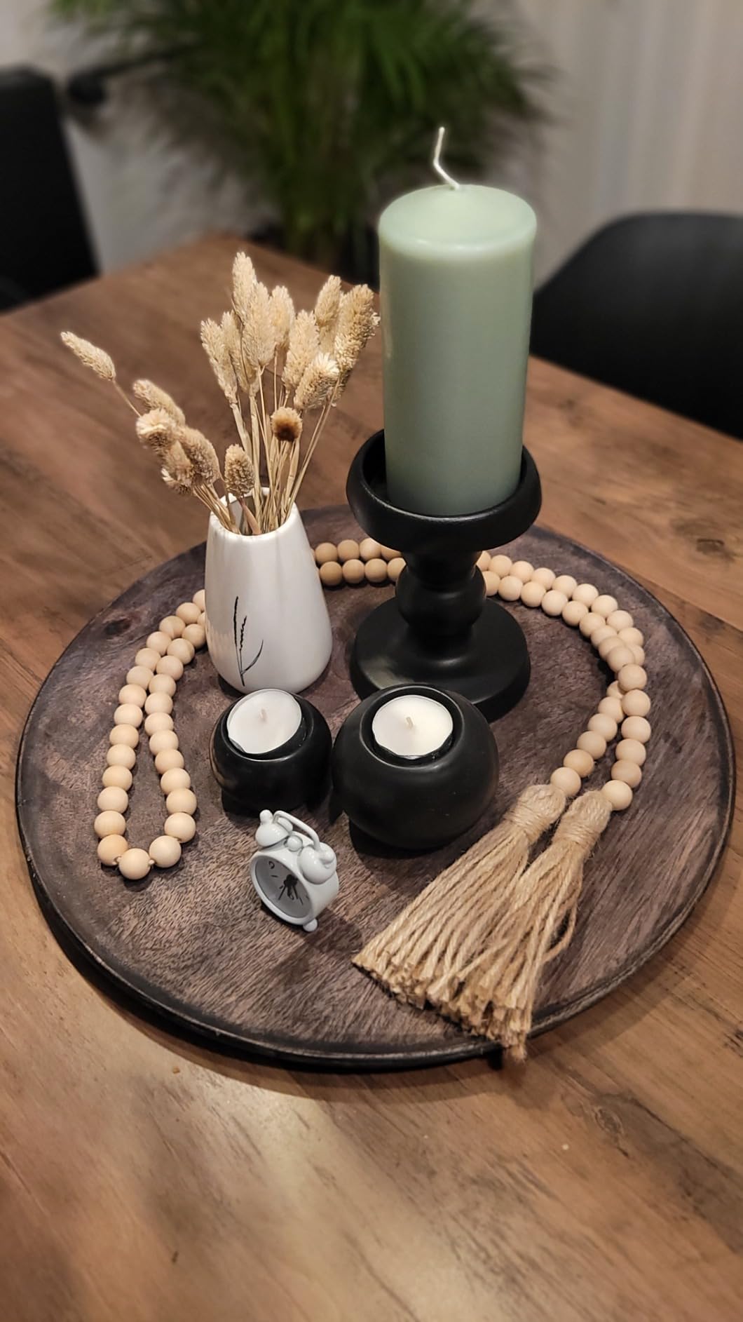 POFET Guirnalda de Cuentas de Madera de 60 Pulgadas con Cuentas de borlas decoración rústica del país decoración Colgante de Pared de oración