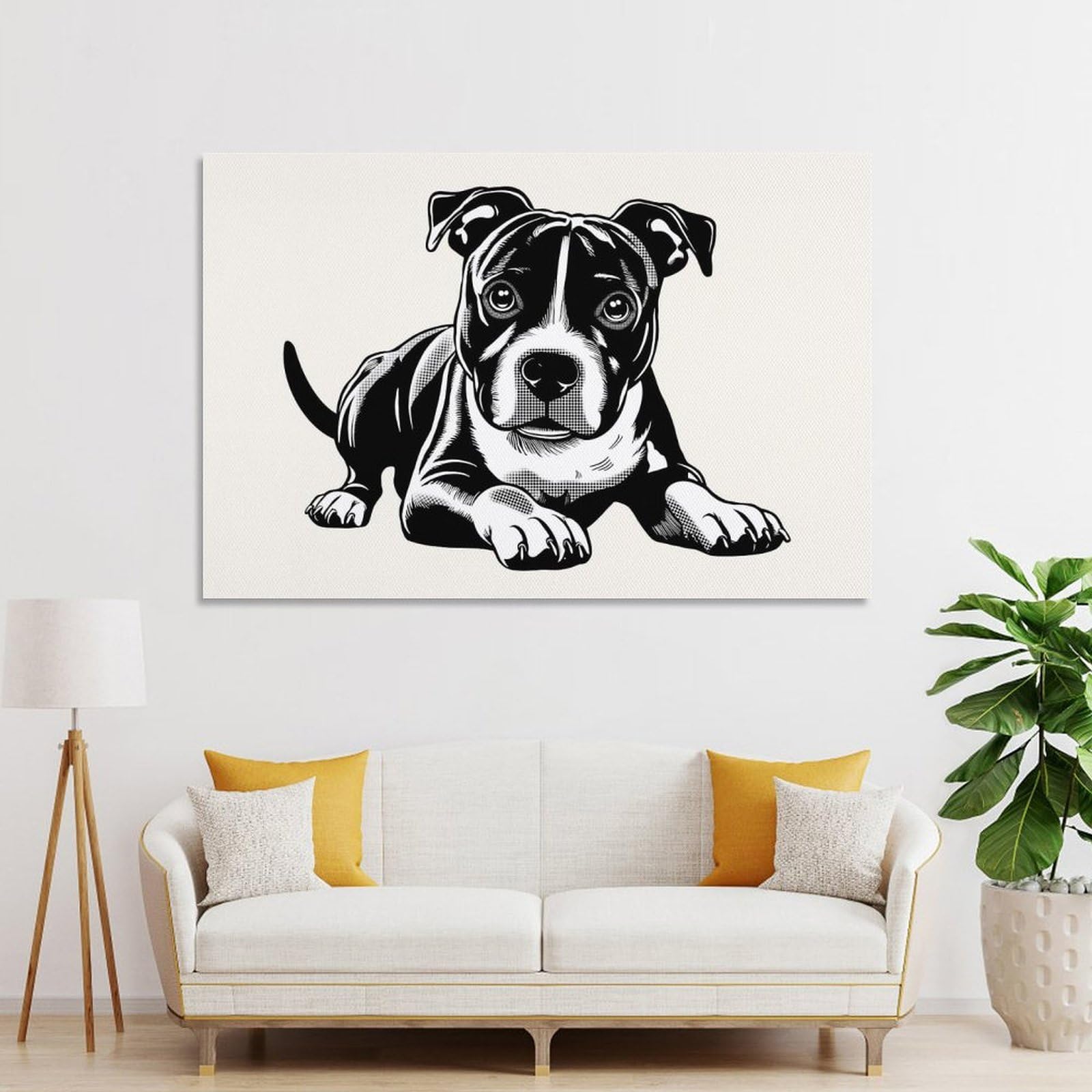 Junmoney Staffordshire Bull Terrier(2) Home Decor Wall Art, 20x30inch(50x75cm), for Bedroom, Lounge Or Dressing Area, Canvas Wall Decor for Personal Spaces
