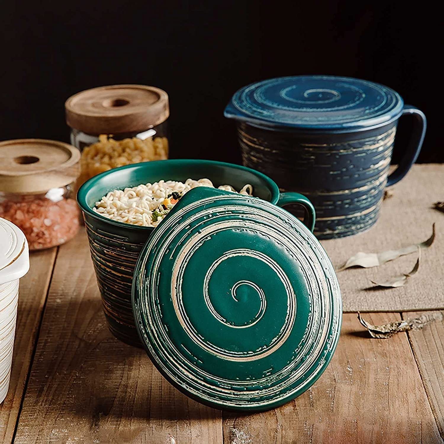 Uchwyt do kubka do zupy, miska do zupy, eleganckie ceramiczne miski do zupy z łyżką, 26 uncji, duża ręcznie malowana miska do zupy cebulowej z uchwytem, ​​śniadanie, owsianka, sałatka, płatk