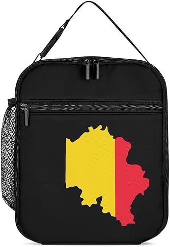 Belgian Map Flag Insulated Lunch Bag for Women Men Reusable Lunch Box Tote Bag for Work Travel