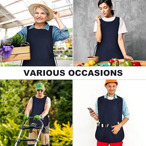 Miniatura 7 de TFTAFAN Delantal Cobbler Unisex Impermeable Delantal con 2 Bolsillos Profundos Art Smock para Pintar Limpieza Artiest Delantal Trabajo Cocina