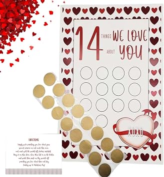 Valentine's Scratch off Advent 14 Things I or We Love About You, Valentine's Day Advent Calendar, Valentine's Day Scratch off Cards, Valentines Day Personalized Custom Gift 1set,we love