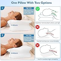 Vista 5 de 2 almohadas cervicales para aliviar el dolor de cuello, almohada cervical para dormir de lado, ergonómicas de espuma viscoelástica, almohadas