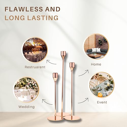 Miniatura 3 de Aha Essential - Juego de 6 portavelas cónicos  Portavelas decorativos para decoración del hogar, boda, comedor, fiestas, aniversario, baño,