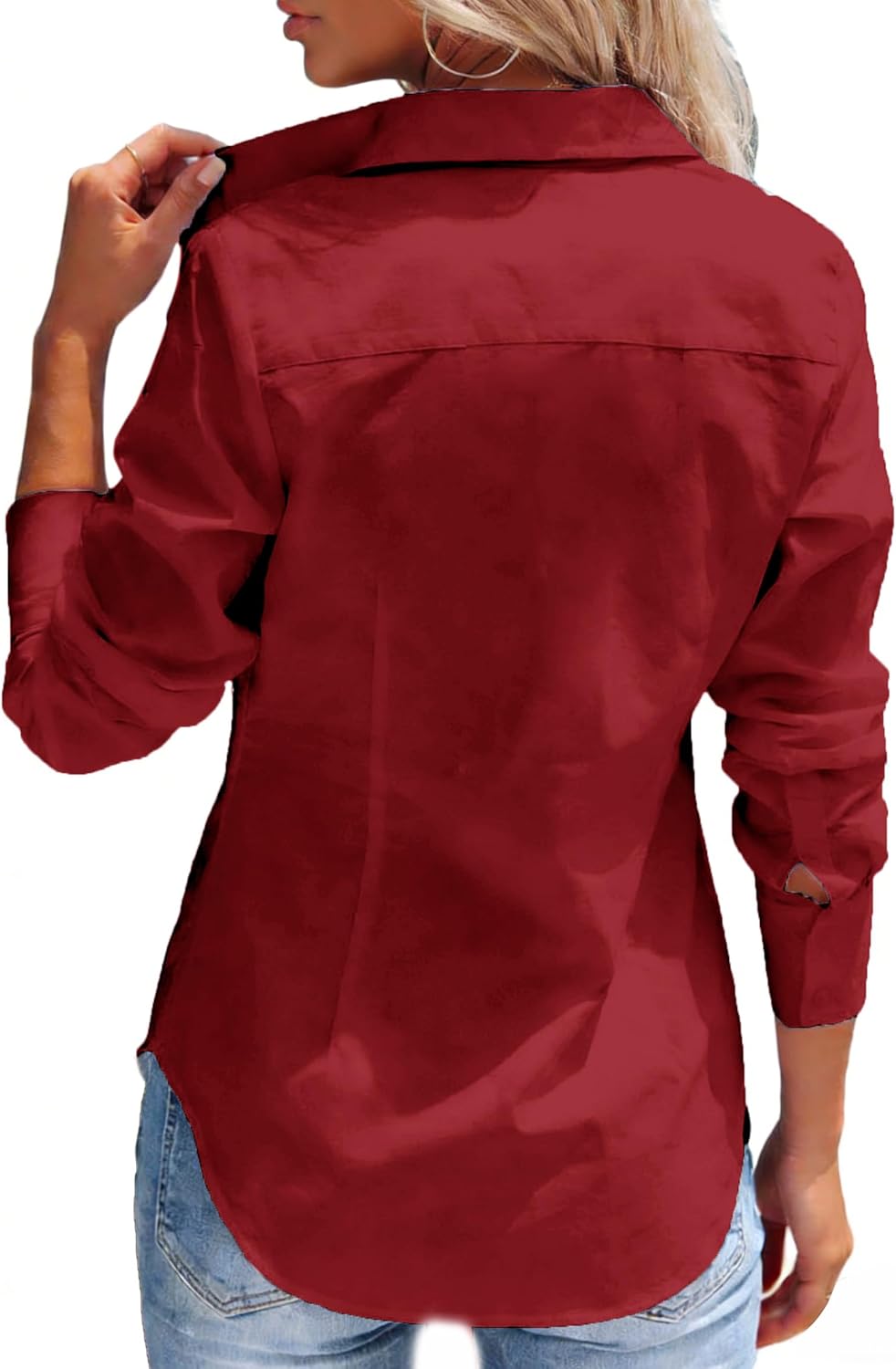 Button Down Shirts for Women Dress Shirt Long Sleeve Wrinkle Free Collared Blouse Work Business Office Solid Corset Tops - Image 4