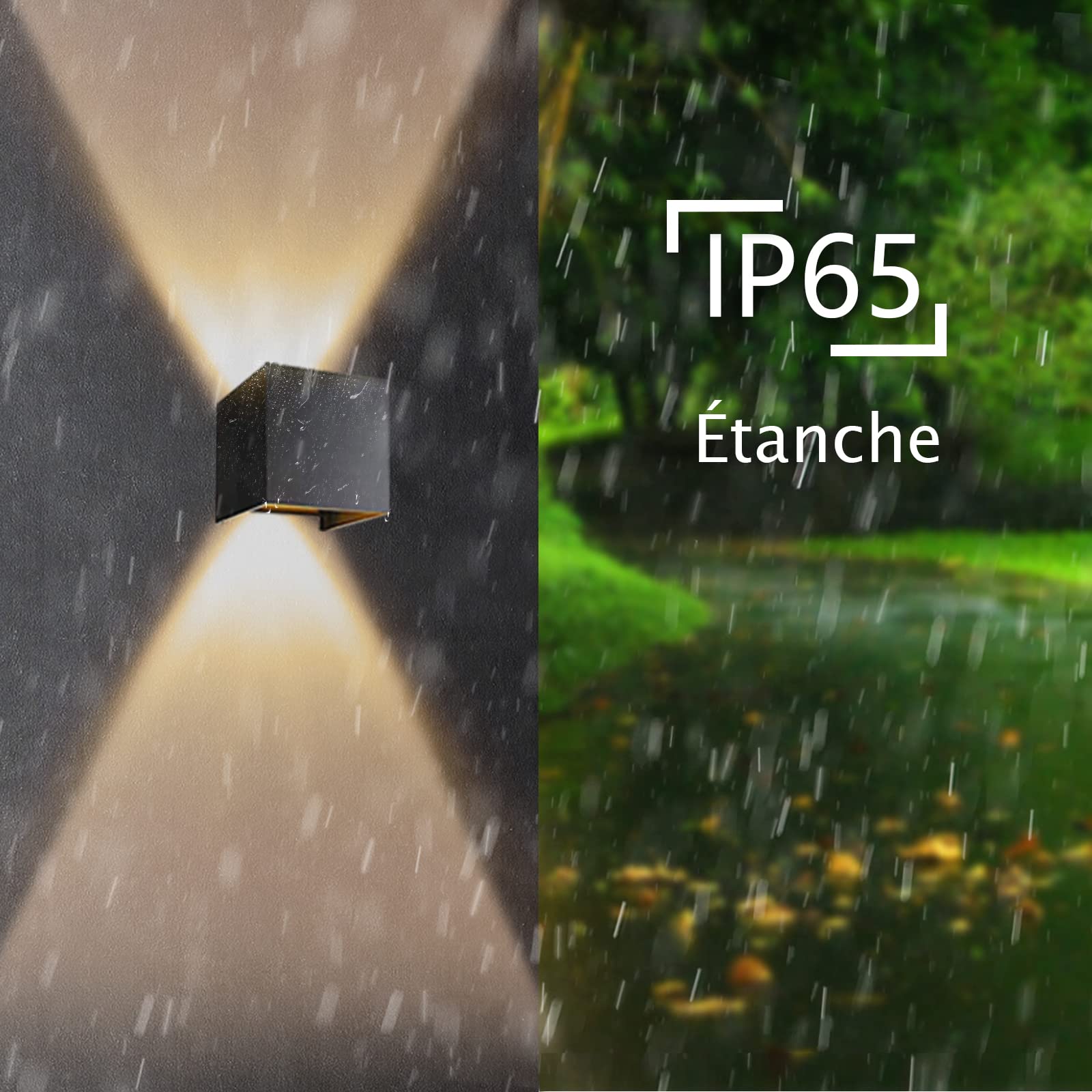 2 Piezas Apliques Pared Interior Exterior 12W LED Moderno Lámpara de Pared 3000K Blanco Cálido IP65 Impermeable Lámpara de Pared Ángulo de Luz Ajustable para Salón Pasillo Hotel, Negro