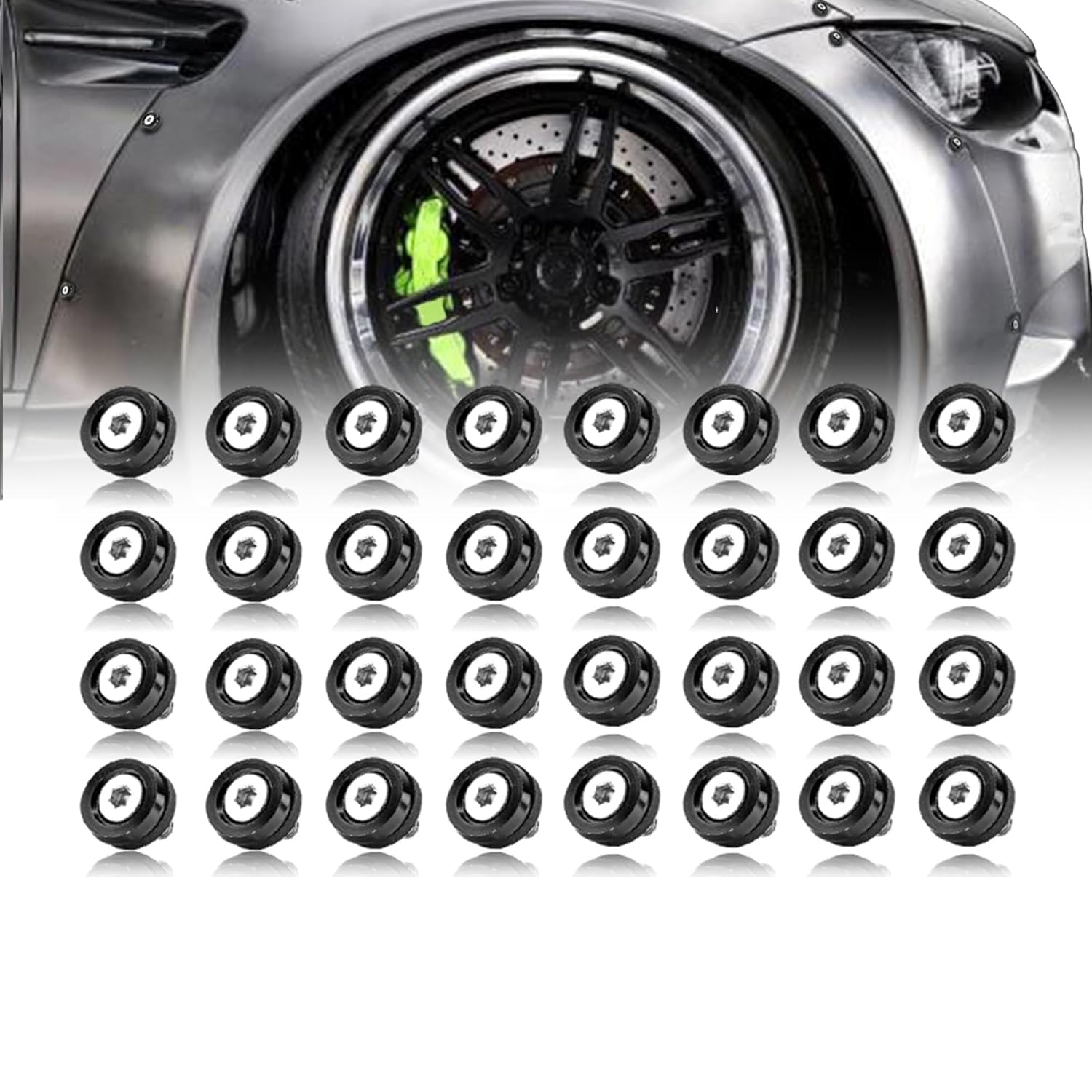 M6 Black Flat Anodized Aluminum Washer Bolt Kit, 32-Piece Hardware Kit for Widebody, Fender Flares, Bumpers, Mud Flaps and Engine Bay Dress-Up