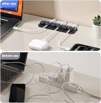 UGREEN Organisateur de câblodistribution de bureau, support de cordon magnétique 6 Pack, Clip de câble en silicone avec aimant fort, 2 Tailles pour cordons de charge, Gestion facile des câbles pour bureau, Table de chevet, Voiture, Home Office