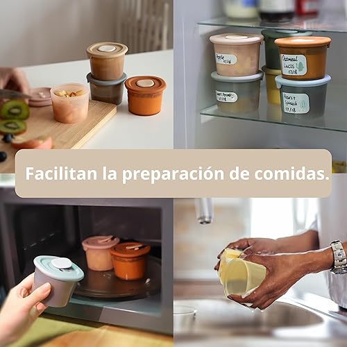 Miniatura 6 de Moonkie Recipientes de silicona para alimentos para bebés Tarros de almacenamiento de alimentos para bebés de 4 onzas con tapas herméticas