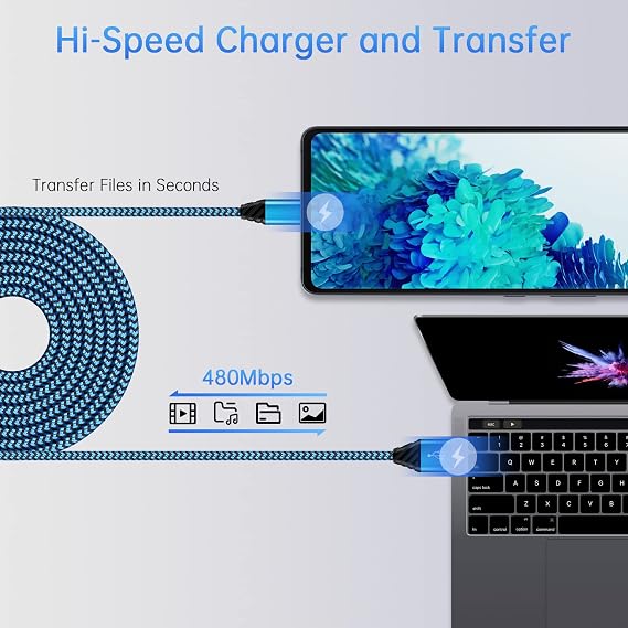 Android Phone Charger Fast Charging for Samsung Galaxy A17 A16 A07 S25 Plus S25 Ultra S24FE S24 Ultra S23FE A35 A15 A14 A13 A53 A54 S22 Plus S21 S20, Android USB C Charger Cable Cord+Wall Charger