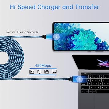 Android Phone Charger Fast Charging for Samsung Galaxy A17 A16 A07 S25 Plus S25 Ultra S24FE S24 Ultra S23FE A35 A15 A14 A13 A53 A54 S22 Plus S21 S20, Android USB C Charger Cable Cord+Wall Charger
