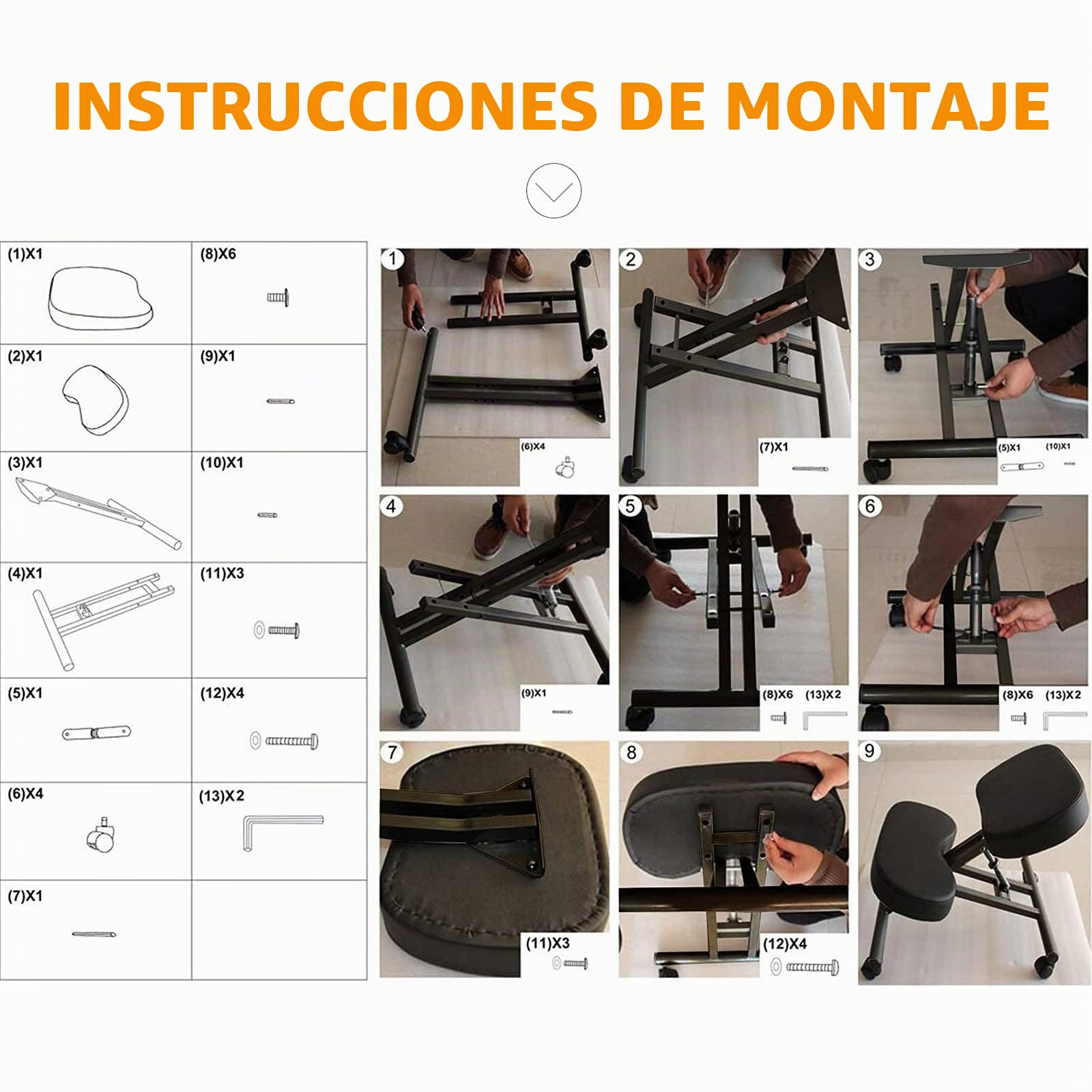 Himimi Silla ergonómica de Rodillas, Taburete para la Rodilla, para Mejorar la Postura, Ajustable, para casa y Oficina